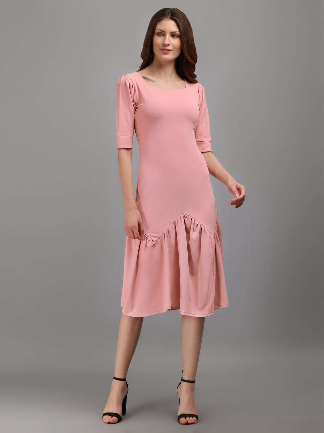

PURVAJA Drop-Waist Midi Dress, Peach
