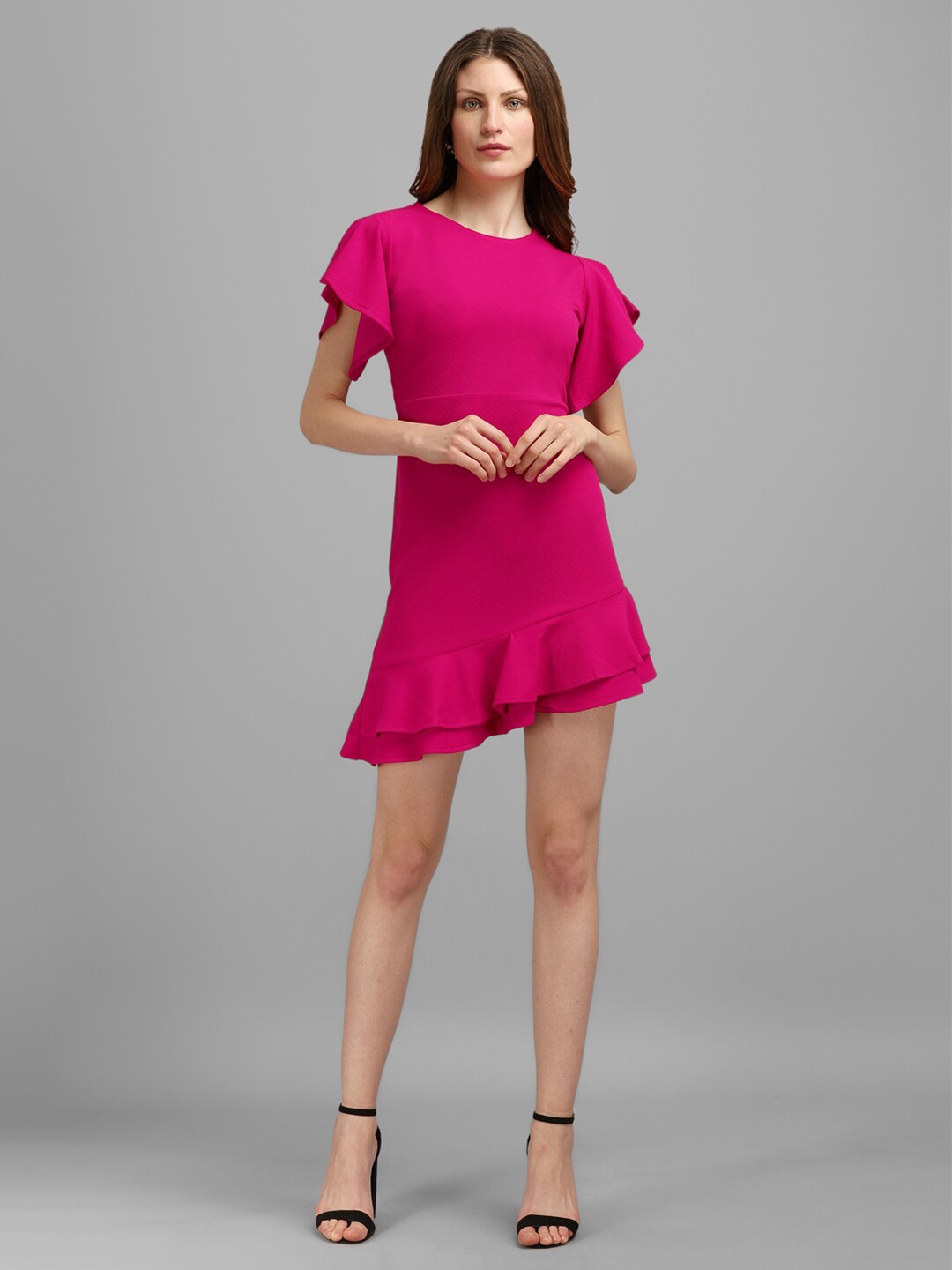 

PURVAJA Women Round Neck Sheath Dress, Pink