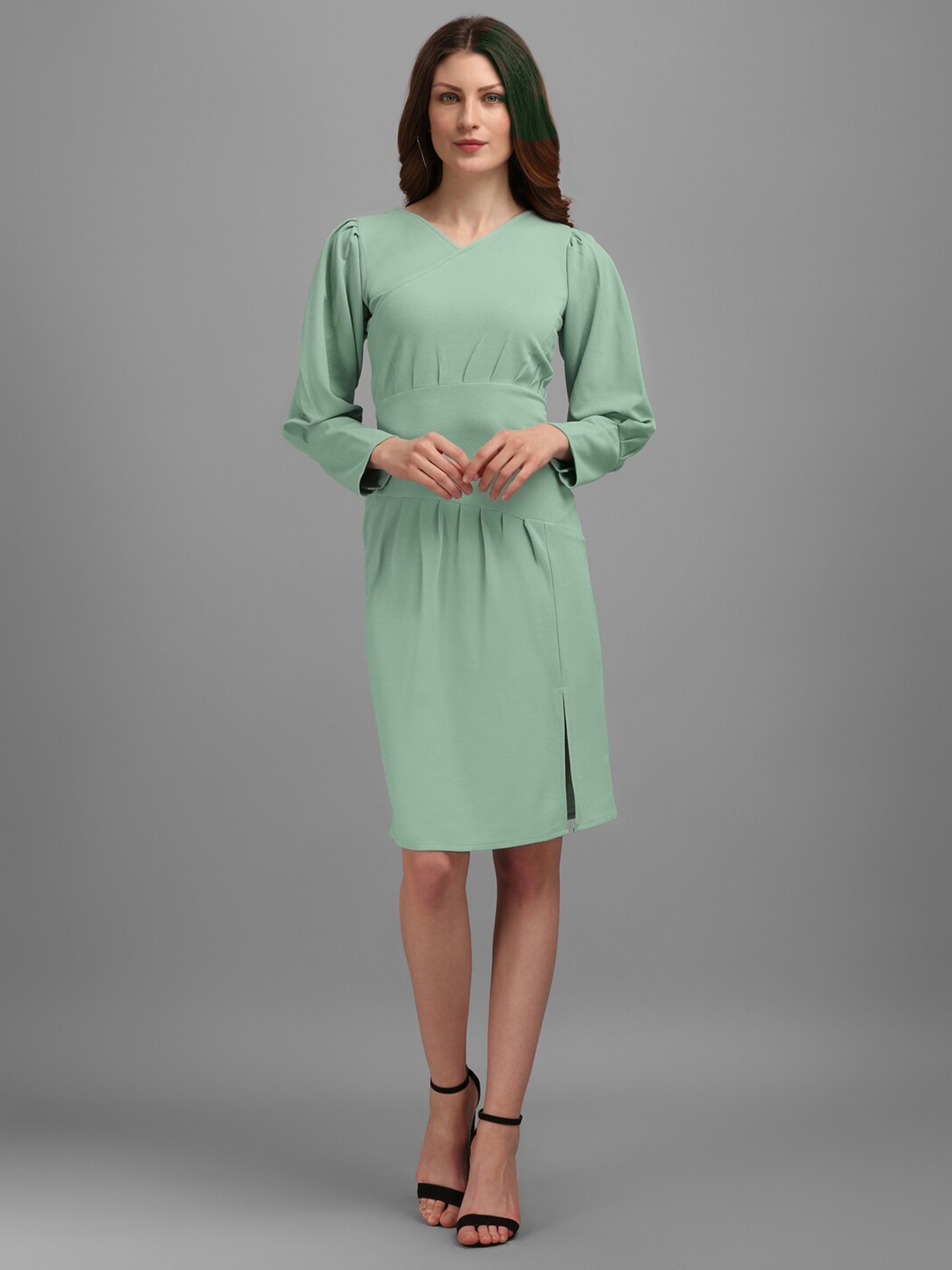 

PURVAJA Women V-Neck Sheath Dress, Sea green