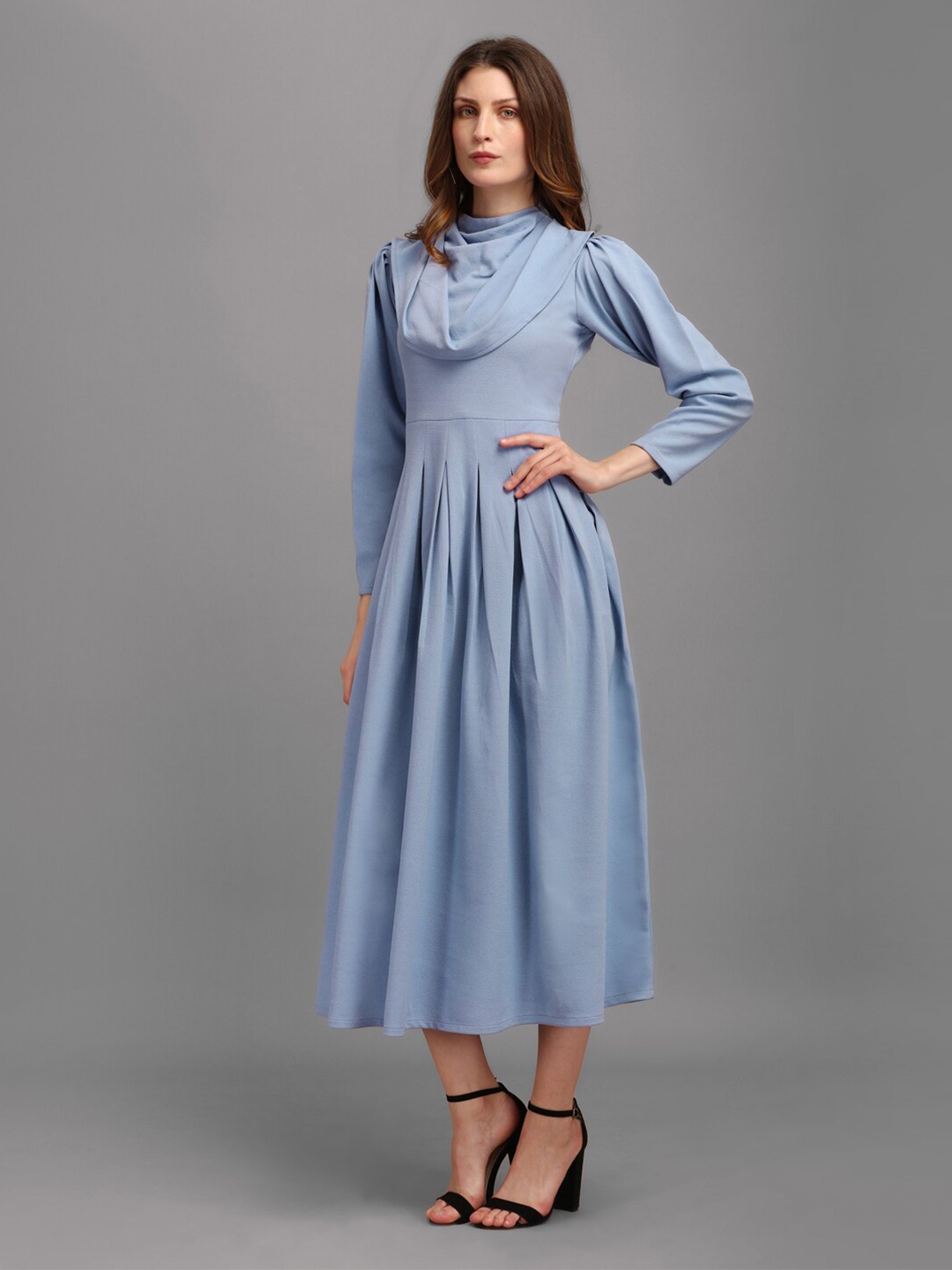 

PURVAJA Women Round Neck Midi Dress, Lavender