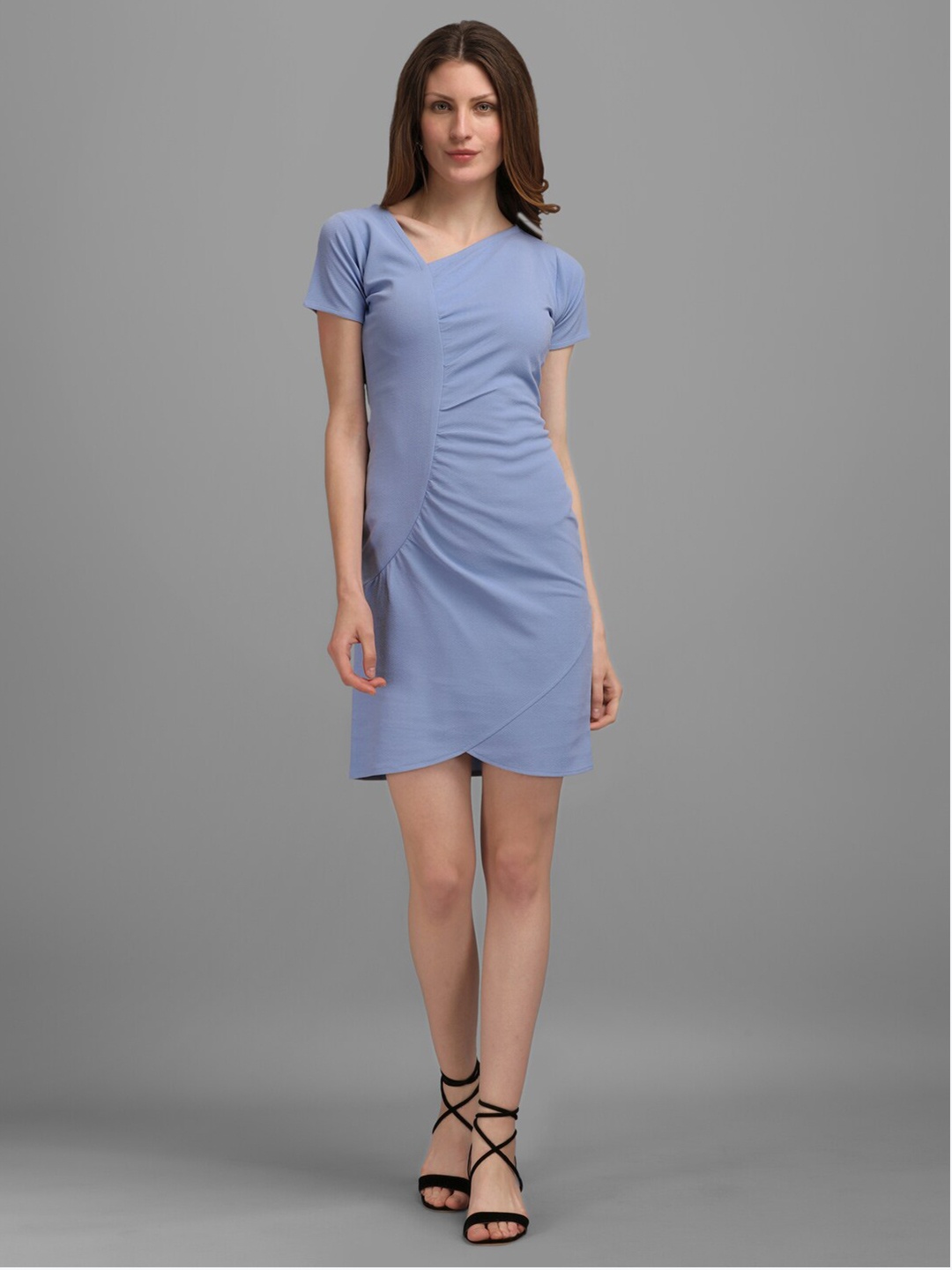 

PURVAJA Women Asymmetric Neck Sheath Dress, Lavender