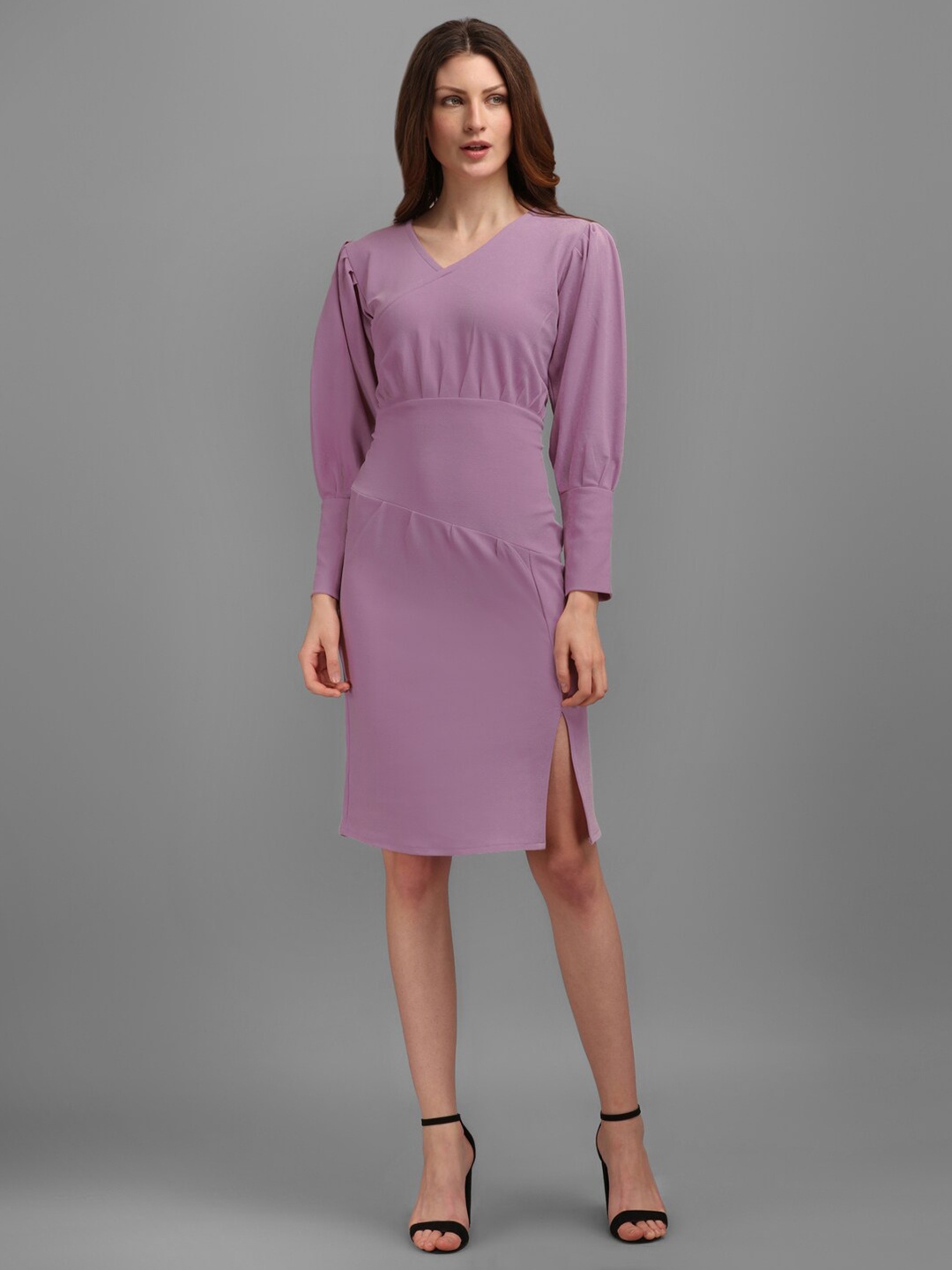 

PURVAJA Women V-Neck Sheath Dress, Purple