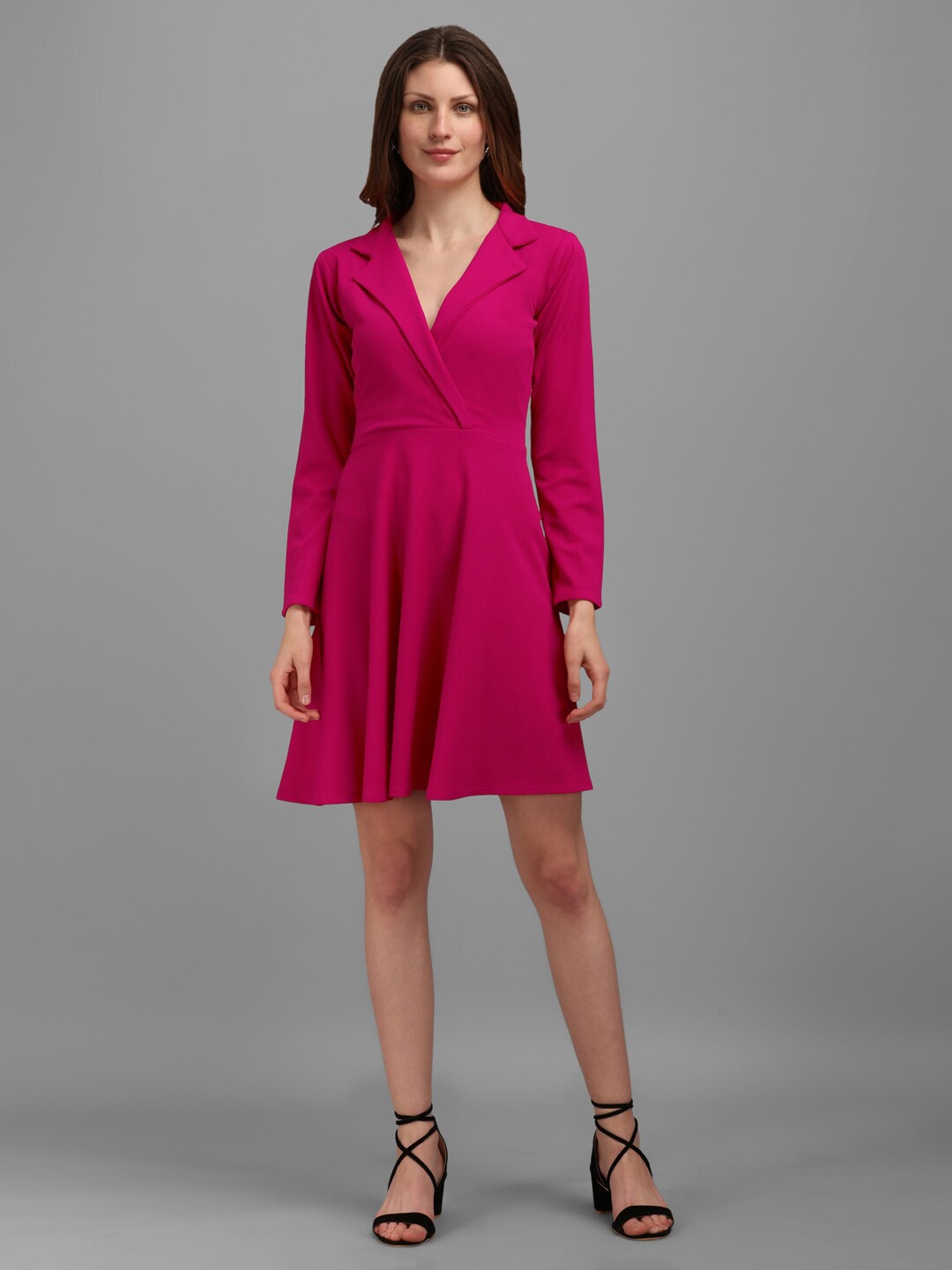 

PURVAJA Women V-Neck Wrap Dress, Pink
