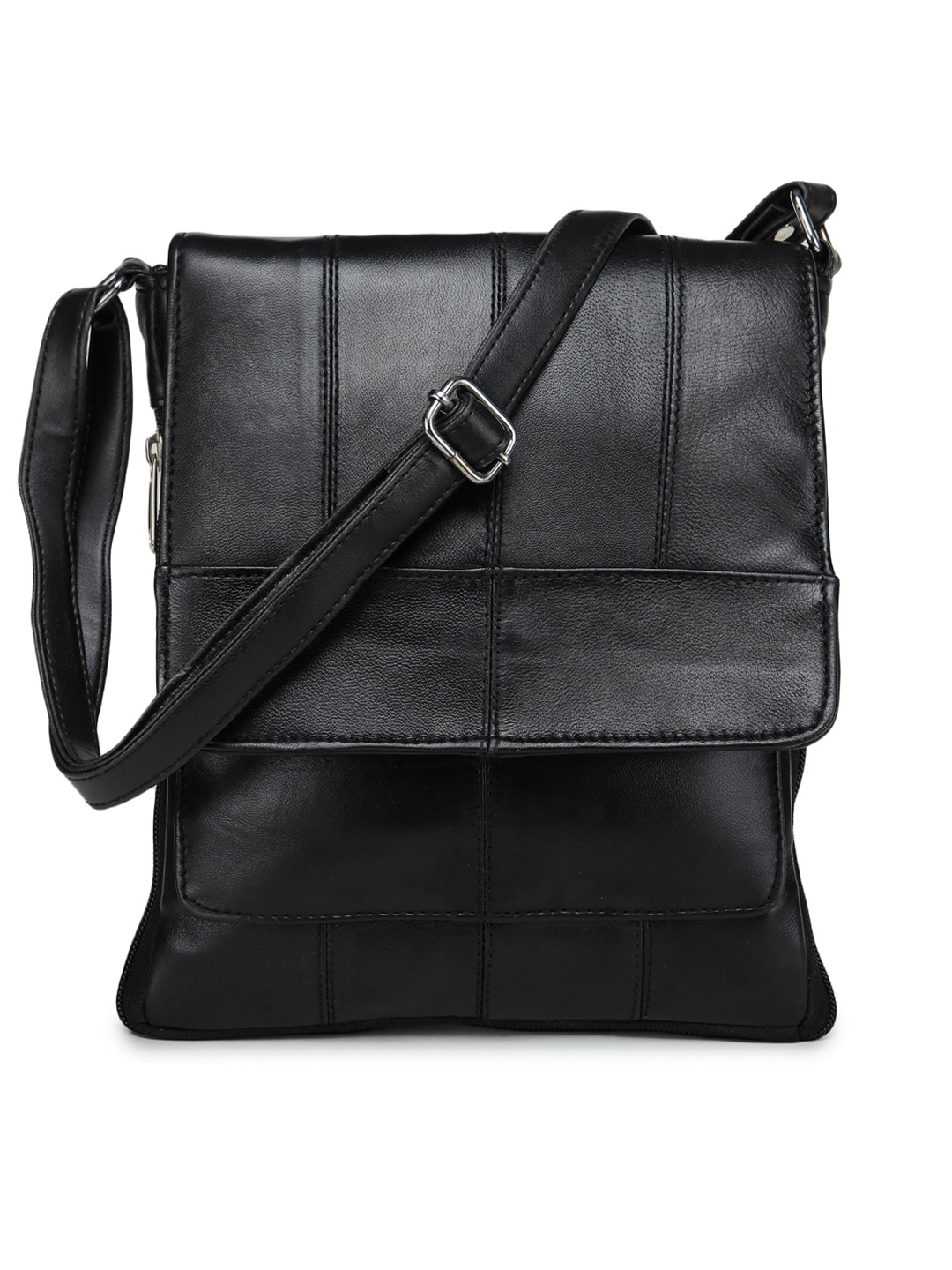 

K London Black Leather Structured Sling Bag with Fringed