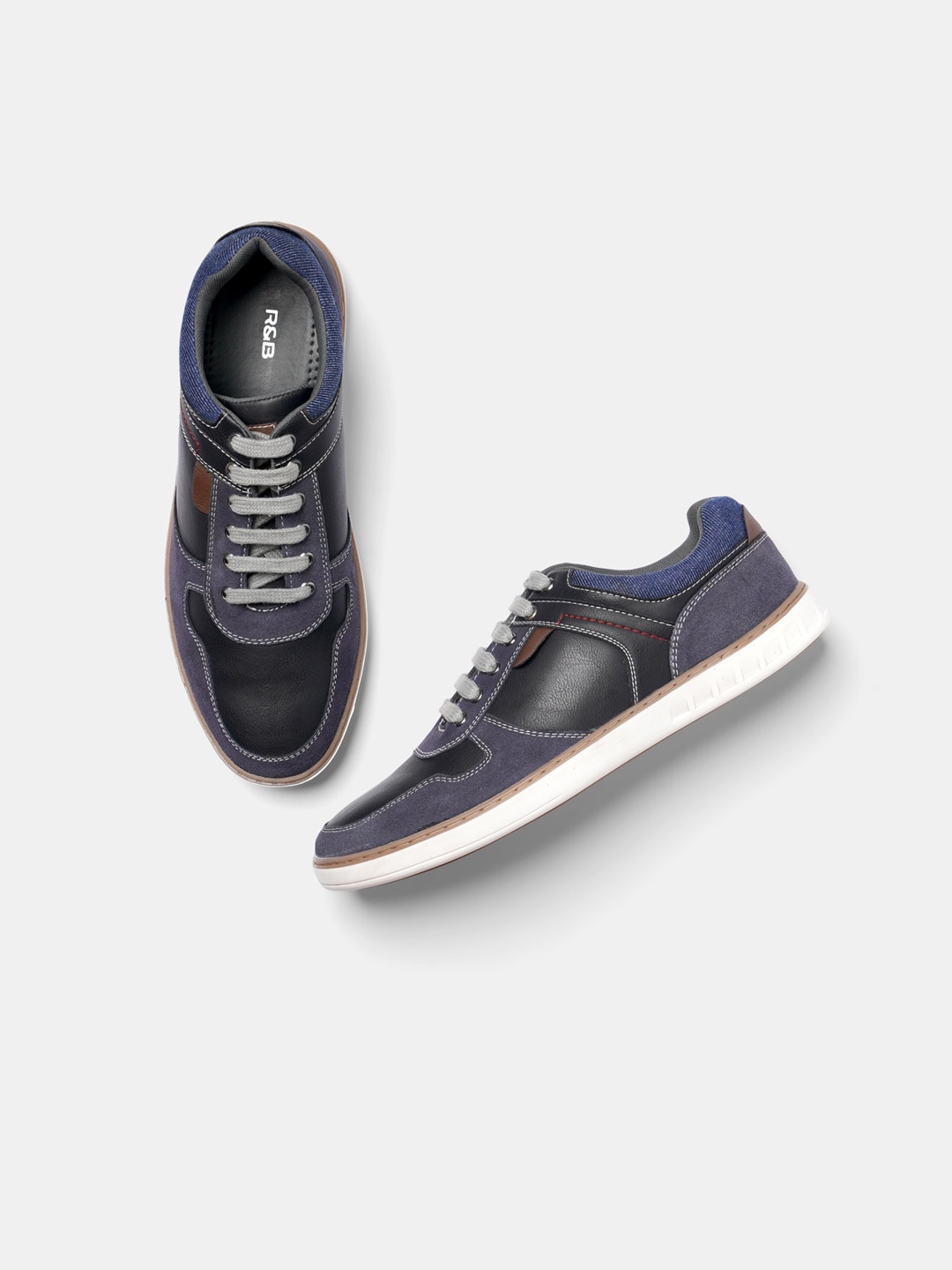 

R&B Men Lace Up Sneakers, Navy blue