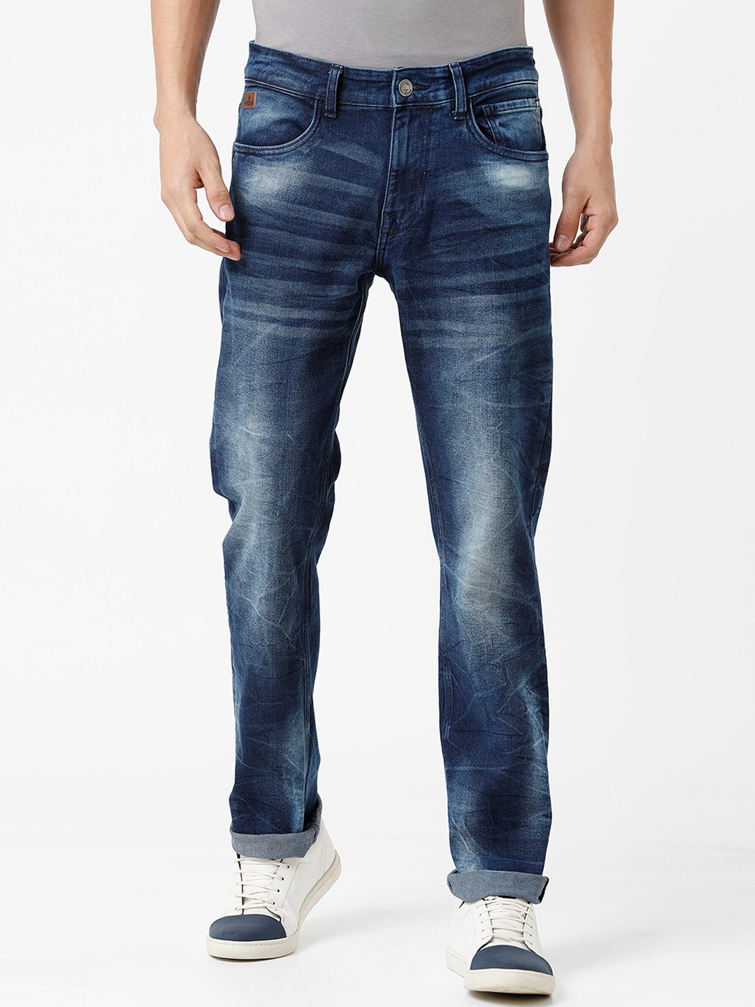 

WROGN Men Blue Solid Heavy Fade Regular Fit Jeans