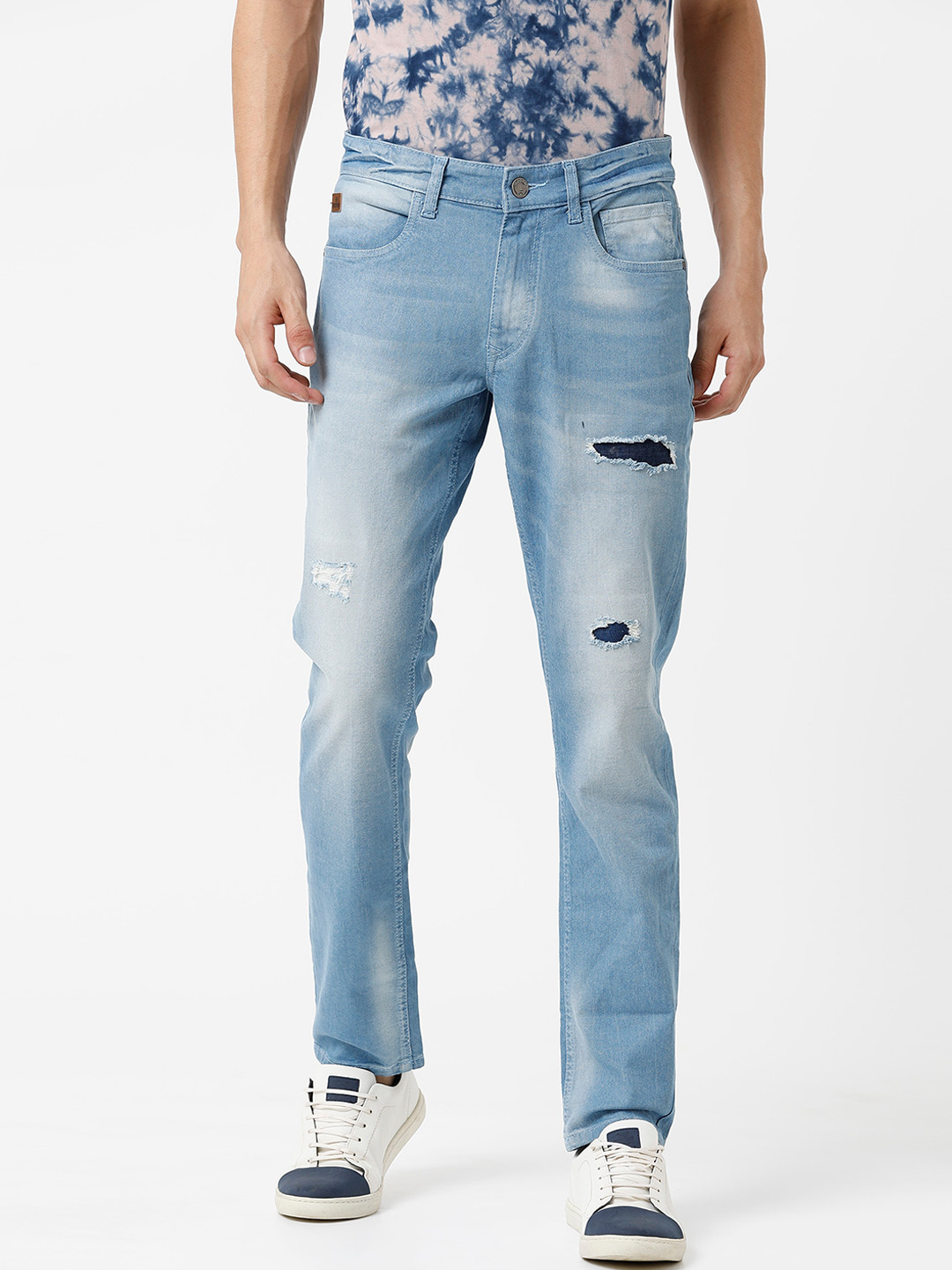 

WROGN Men Blue Slim Fit Mildly Distressed Light Fade Jeans