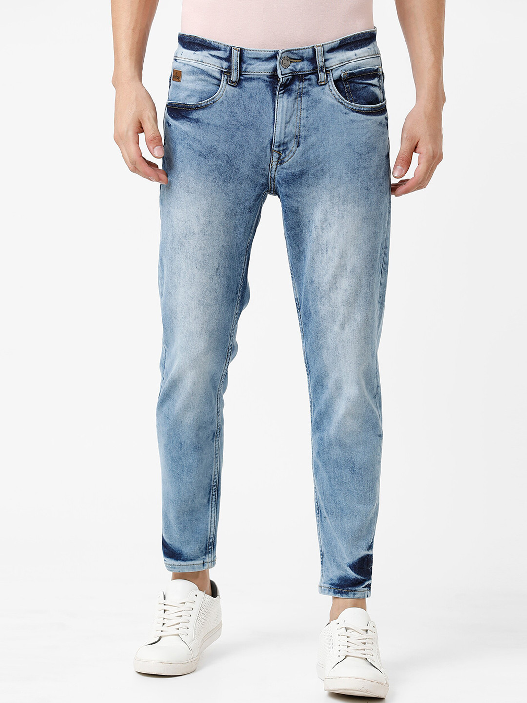 

WROGN Men Blue Solid Cotton Skinny Fit Jeans