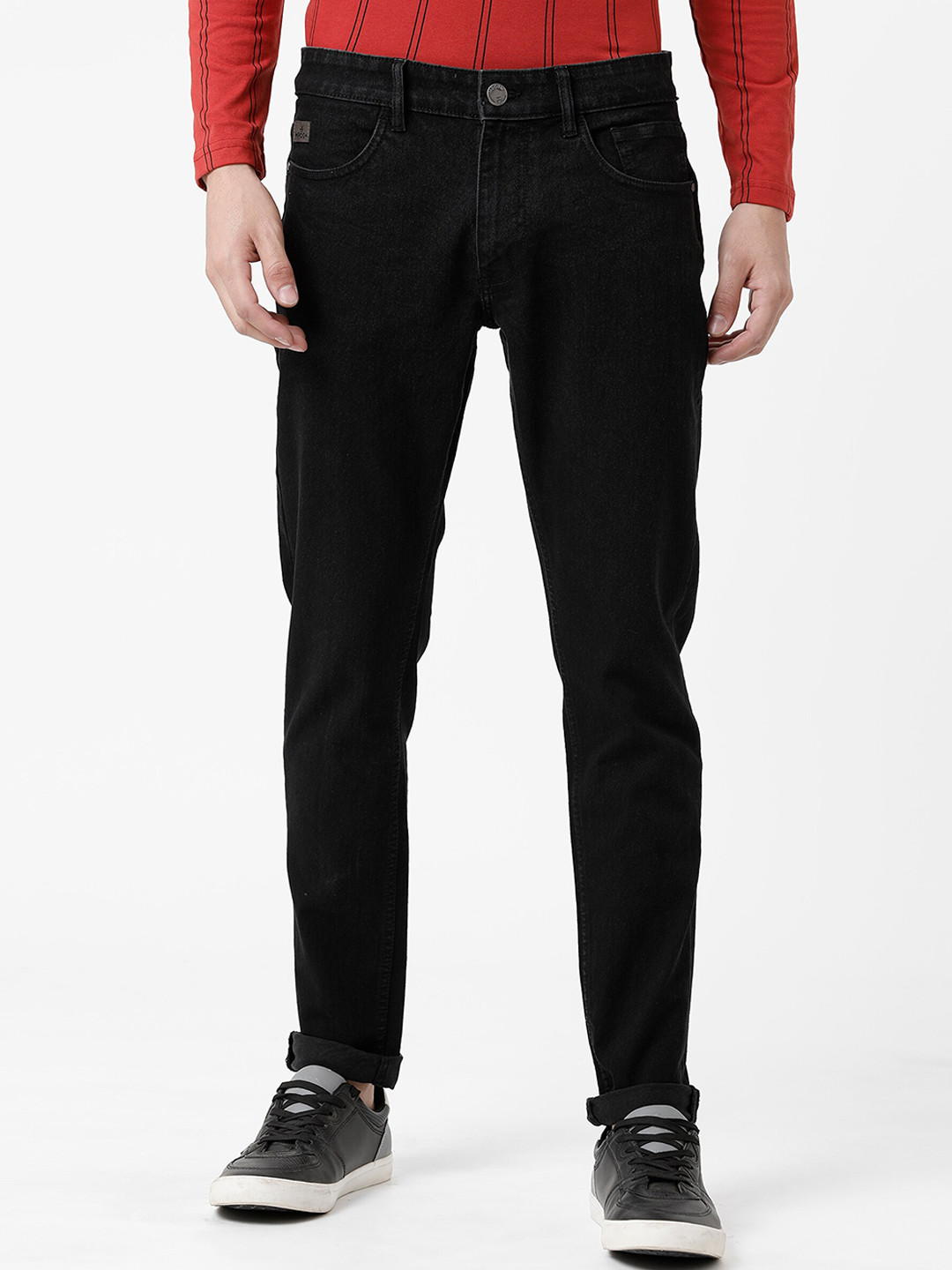 

WROGN Men Black Solid Cotton Slim Fit Jeans