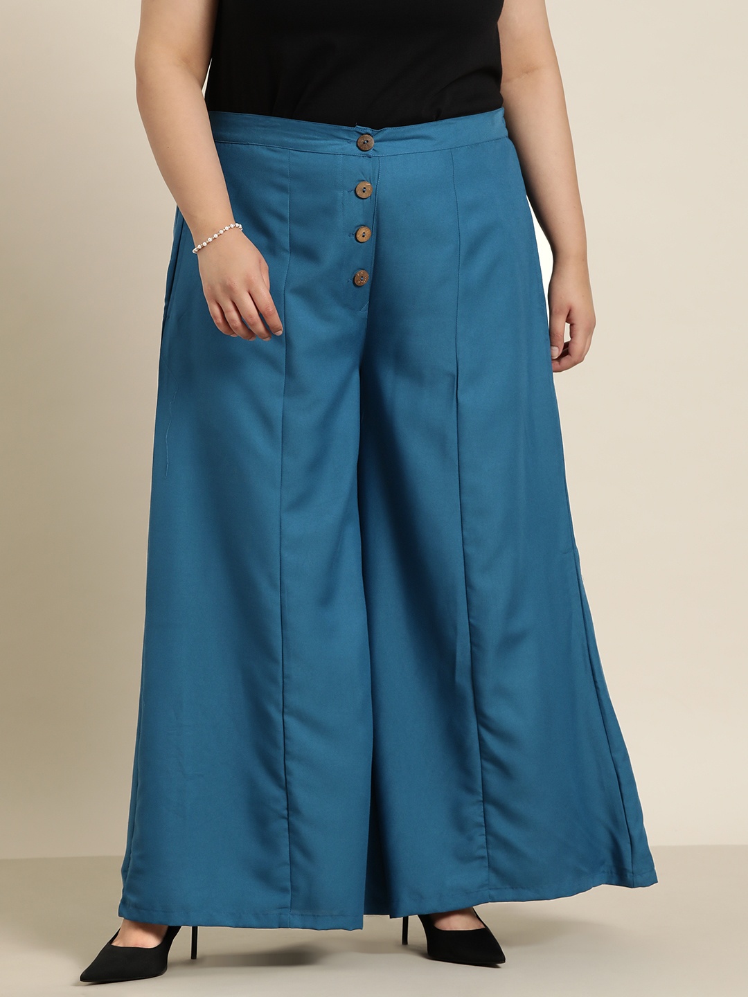 

Sztori Women Plus Size Wide Trousers, Teal