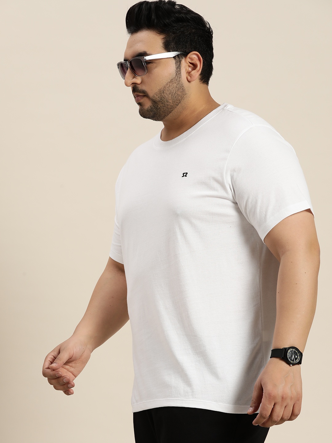 

Sztori Men Plus Size Solid T-shirt, White