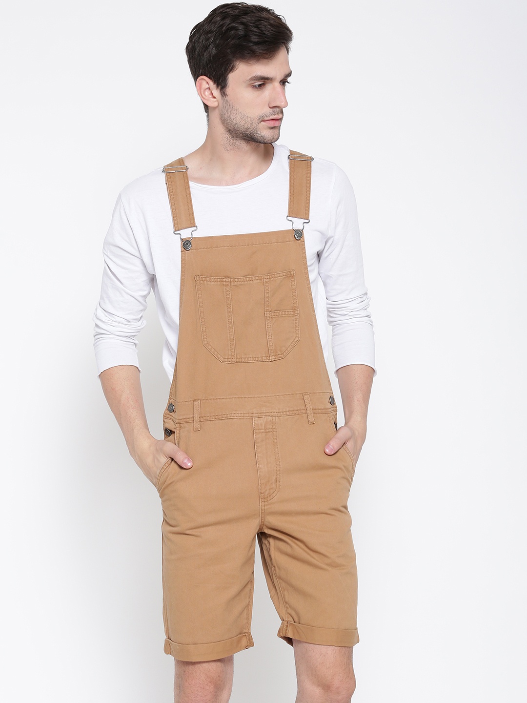 

FOREVER 21 Men Brown Denim Pinafore Playsuit