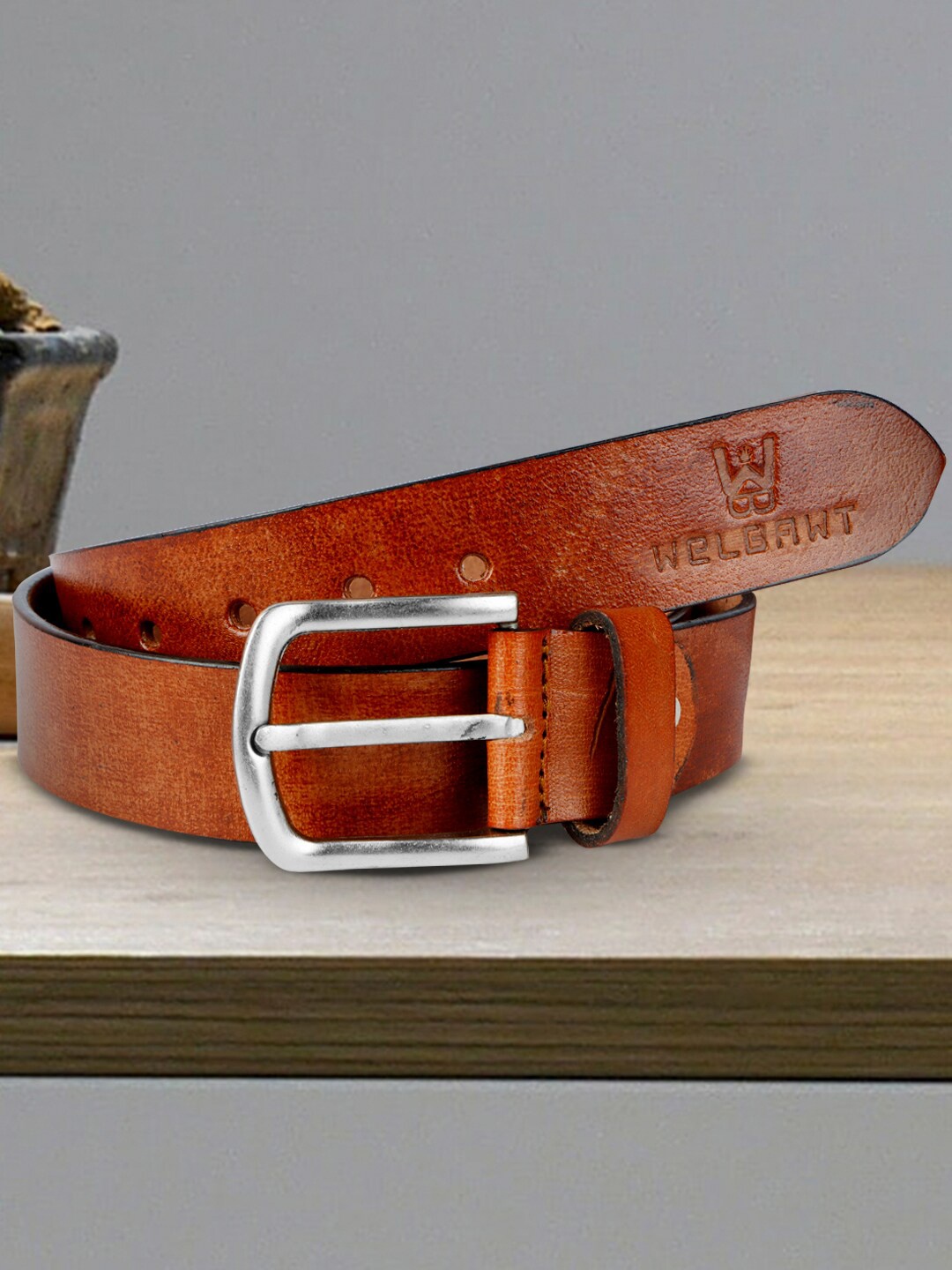 

WELBAWT Men Brown Leather Belt