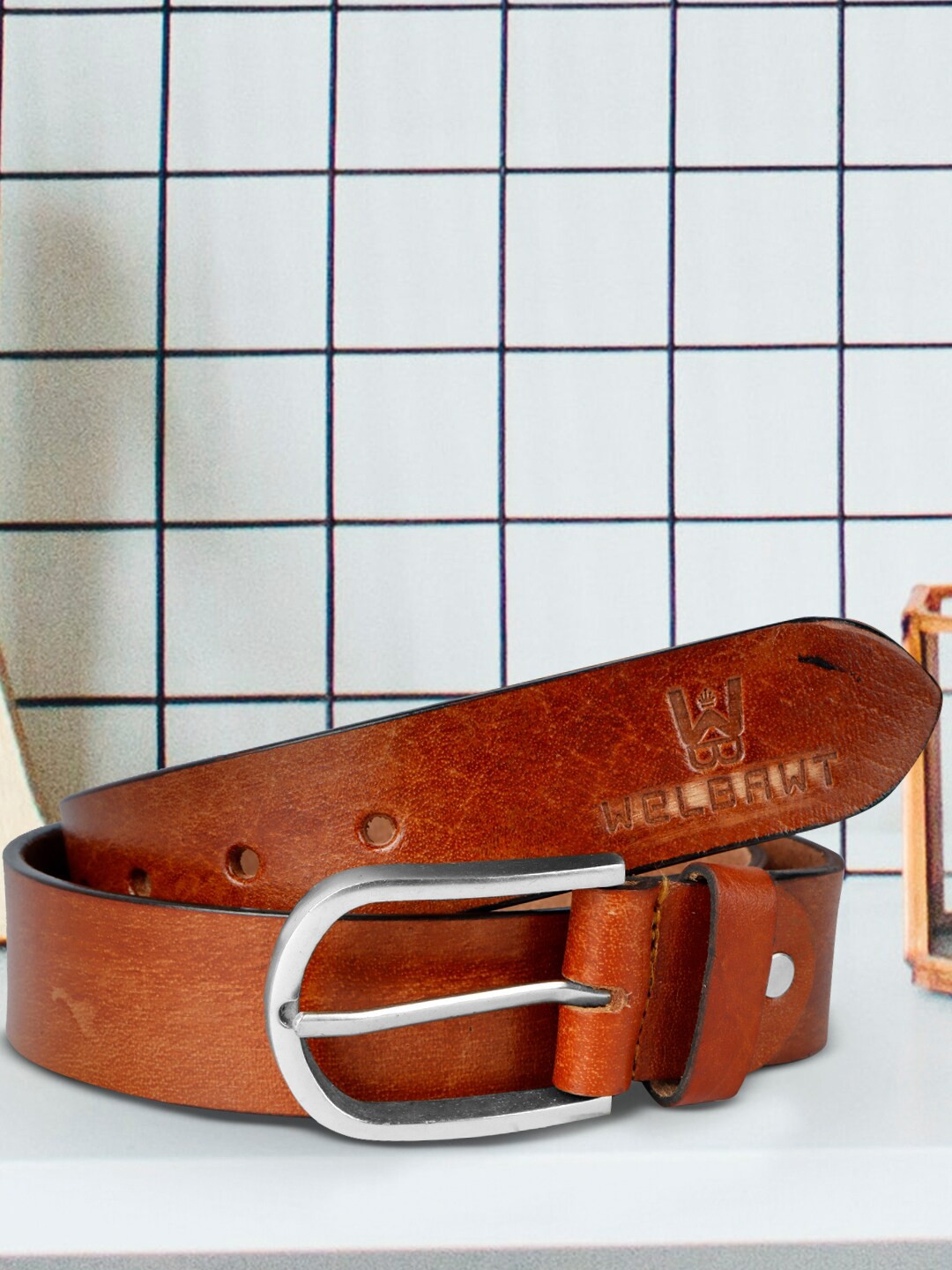 

WELBAWT Men Brown Leather Belt