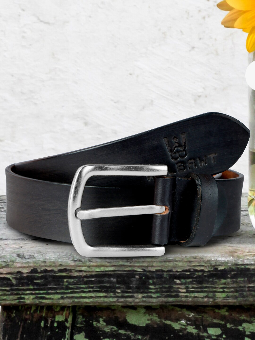 

WELBAWT Men Black Leather Belt