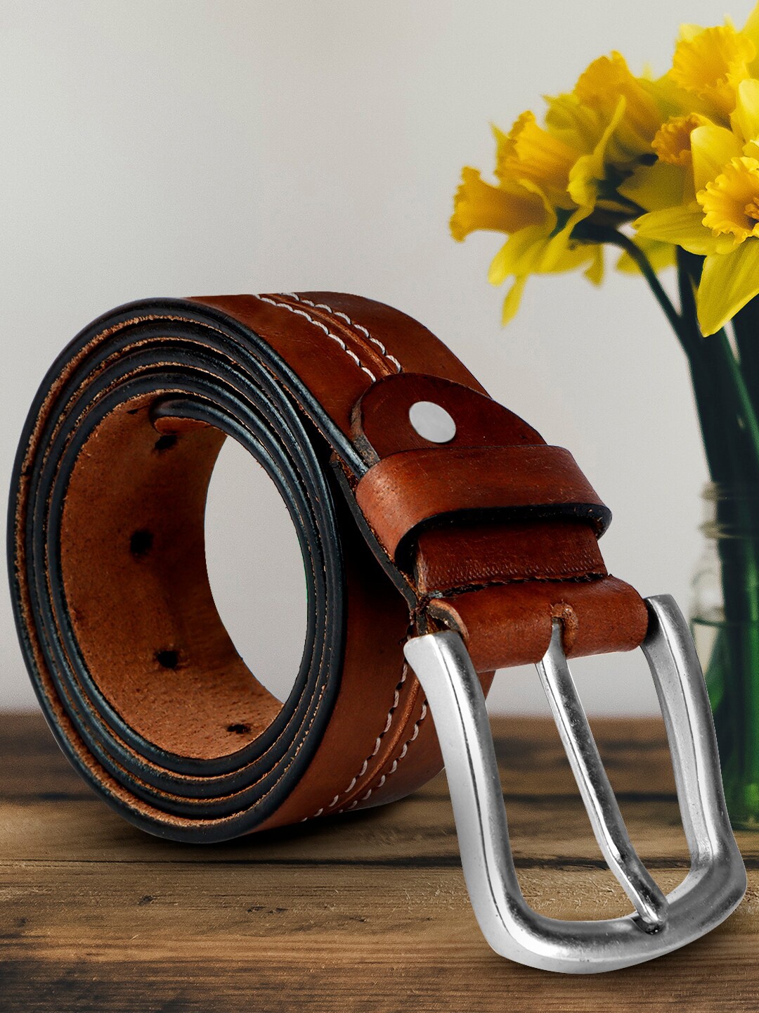 

WELBAWT Men Brown Leather Belt