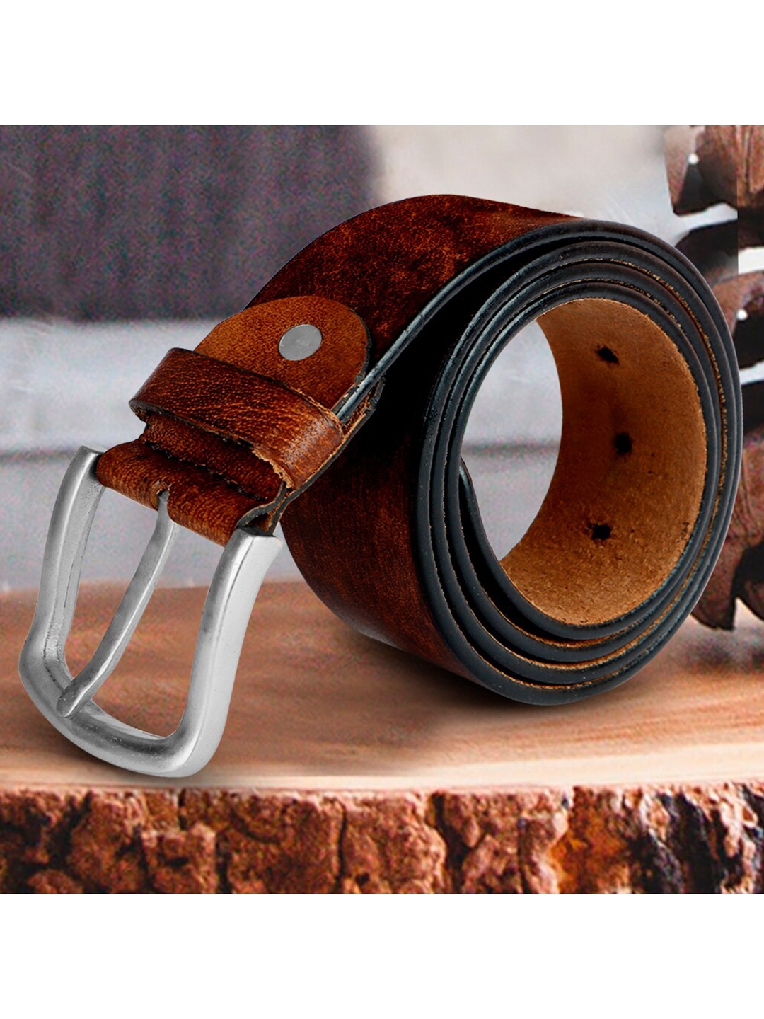 

WELBAWT Men Brown Leather Belt