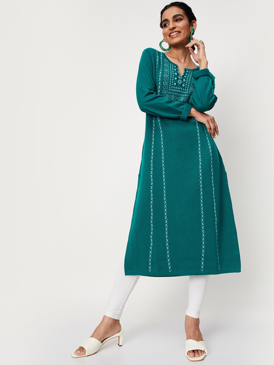 

max Women Ethnic Motifs Kurta, Teal