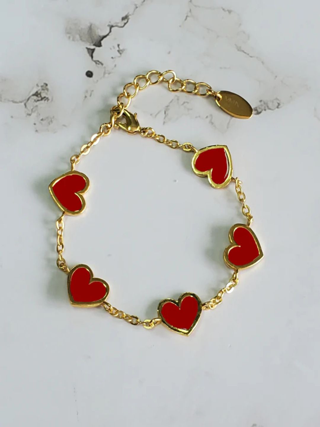 

MNSH Women Red Brass Gold-Plated Bangle-Style Bracelet
