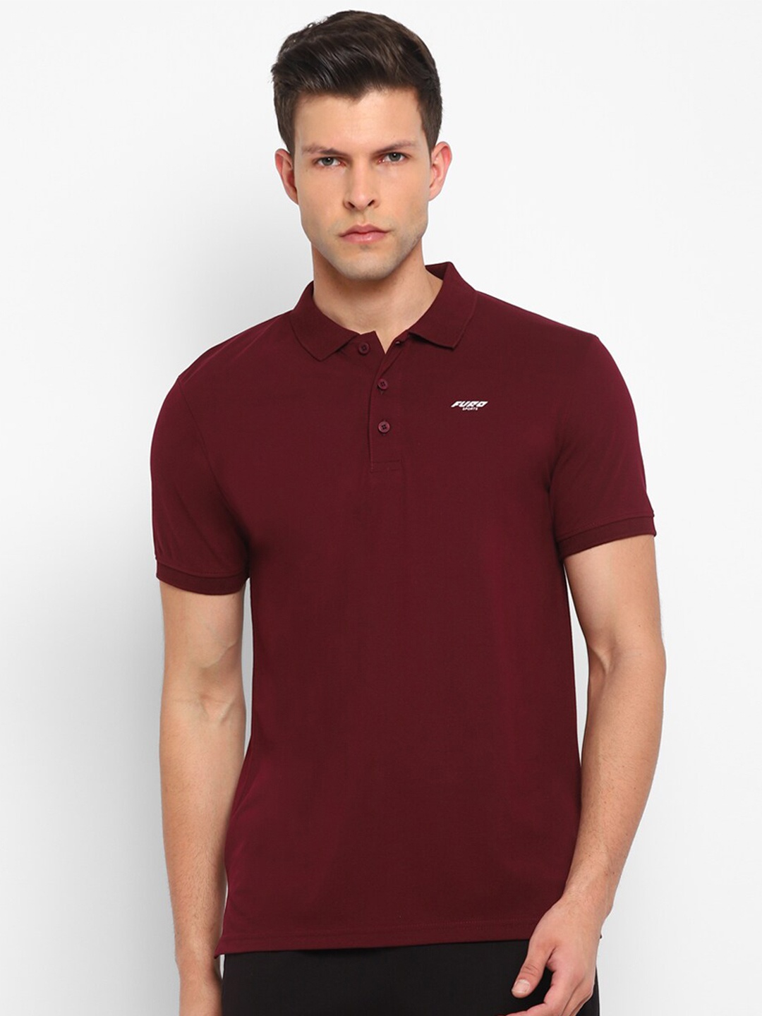 

FURO by Red Chief Men Maroon Polo Collar Cotton T-shirt