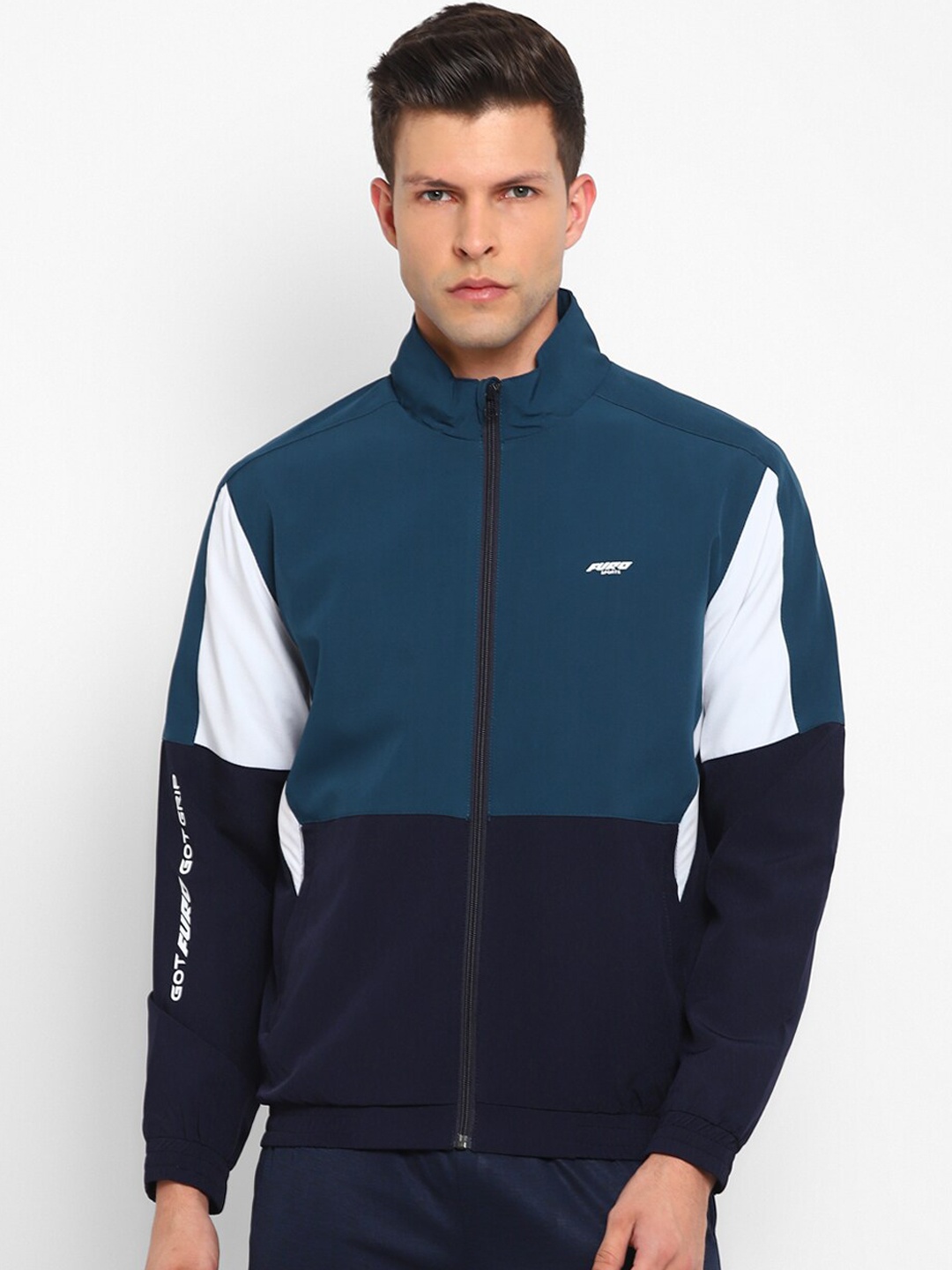 

FURO by Red Chief Men Navy Blue White Colourblocked Sporty Jacket