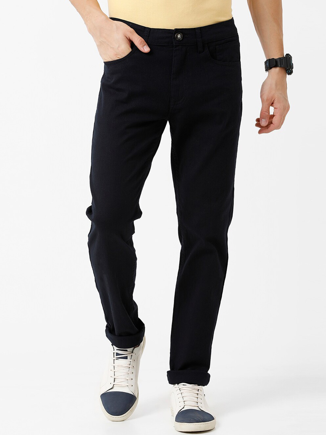 

WROGN Men Navy Blue Chinos Trouser