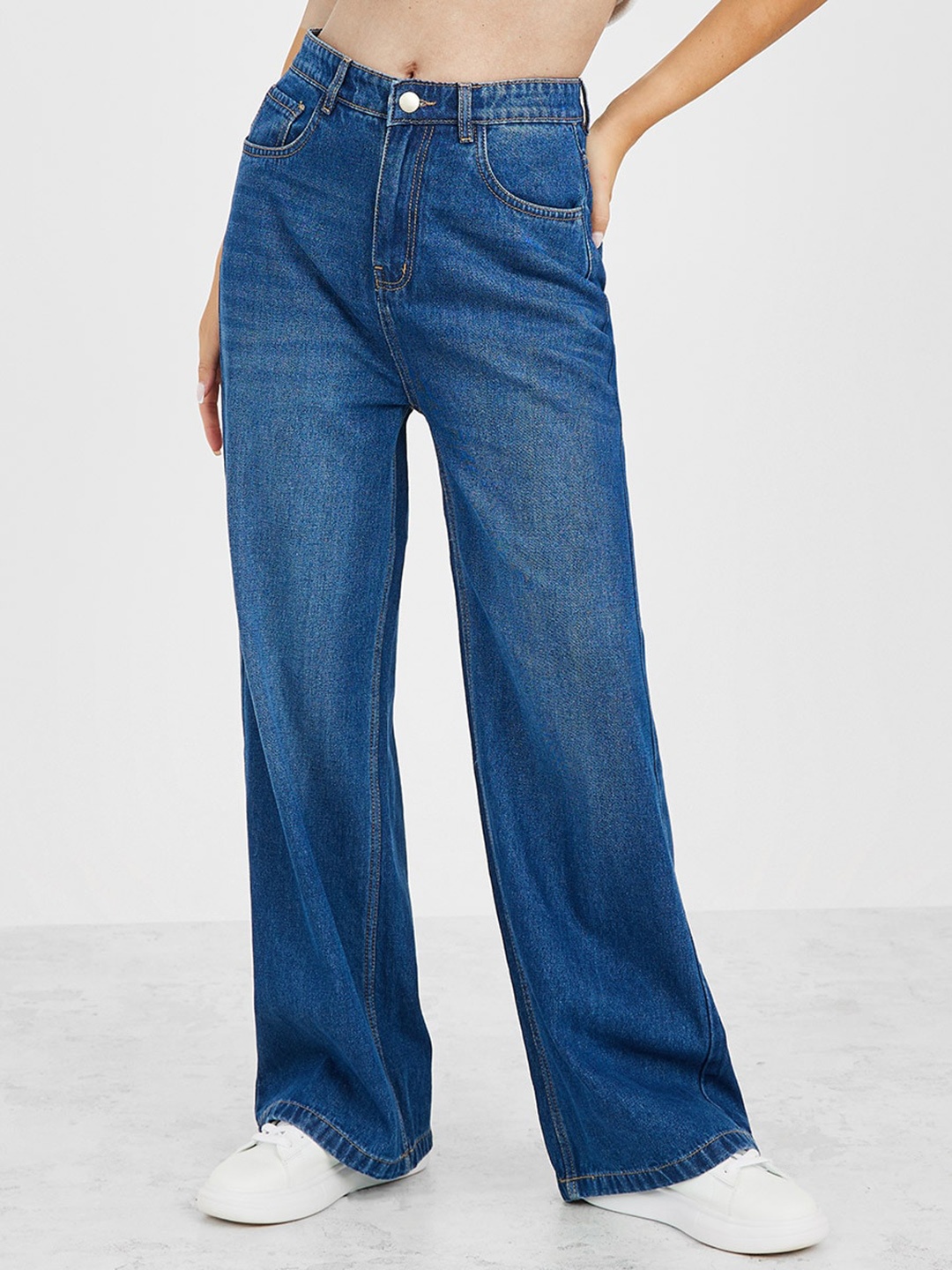 

Styli Women Blue Wide Leg High-Rise Jeans