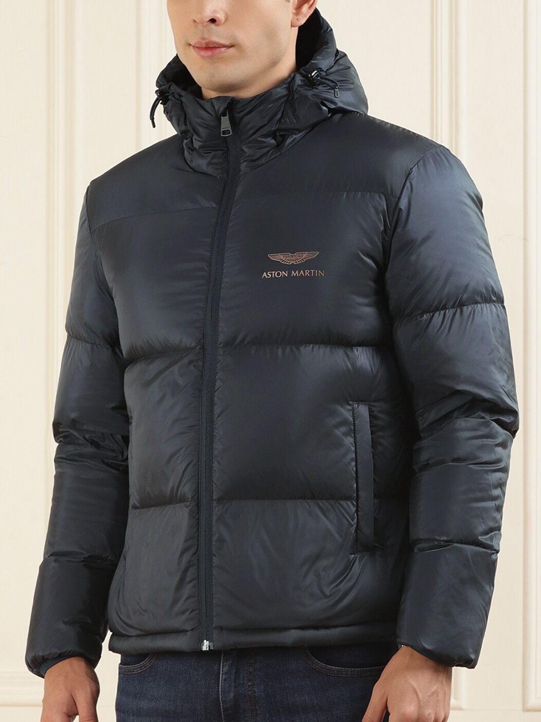

HACKETT LONDON Men Navy Blue Hooded Puffer Jacket