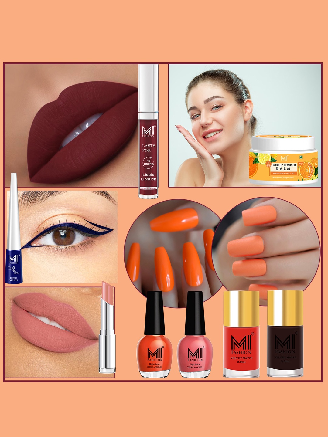 

MI FASHION Cruelty-Free Vegan Full Starter Makeup Gift Set - Shade B150, Orange