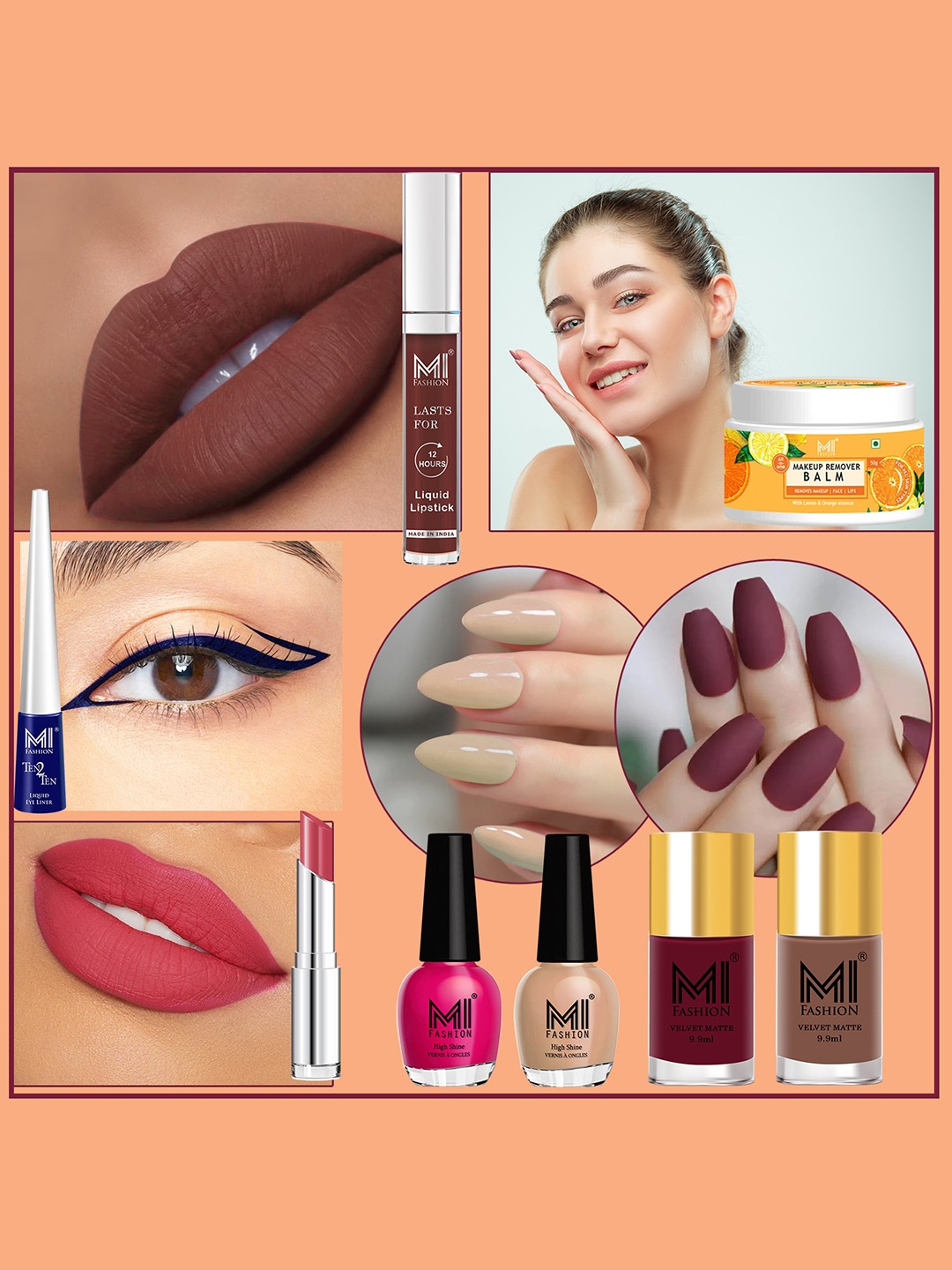

MI FASHION Cruelty-Free Vegan Full Starter Makeup Gift Set - Shade B142, Pink