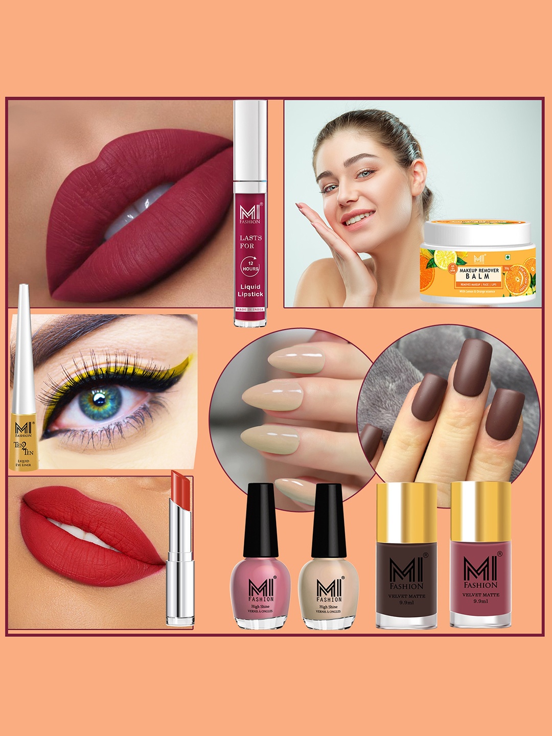 

MI FASHION Cruelty-Free Vegan Full Starter Makeup Gift Set - Shade B125, Pink