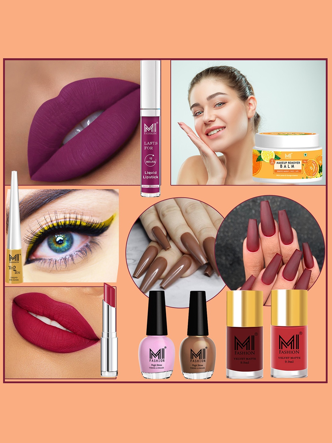 

MI FASHION Cruelty-Free Vegan Full Starter Makeup Gift Set - Shade B141, Purple
