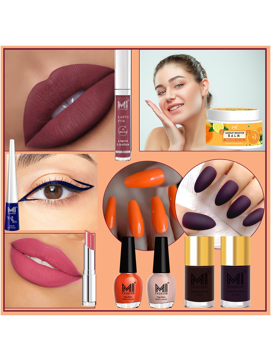 

MI FASHION Cruelty-Free Vegan Full Starter Makeup Gift Set - Shade B132, Pink