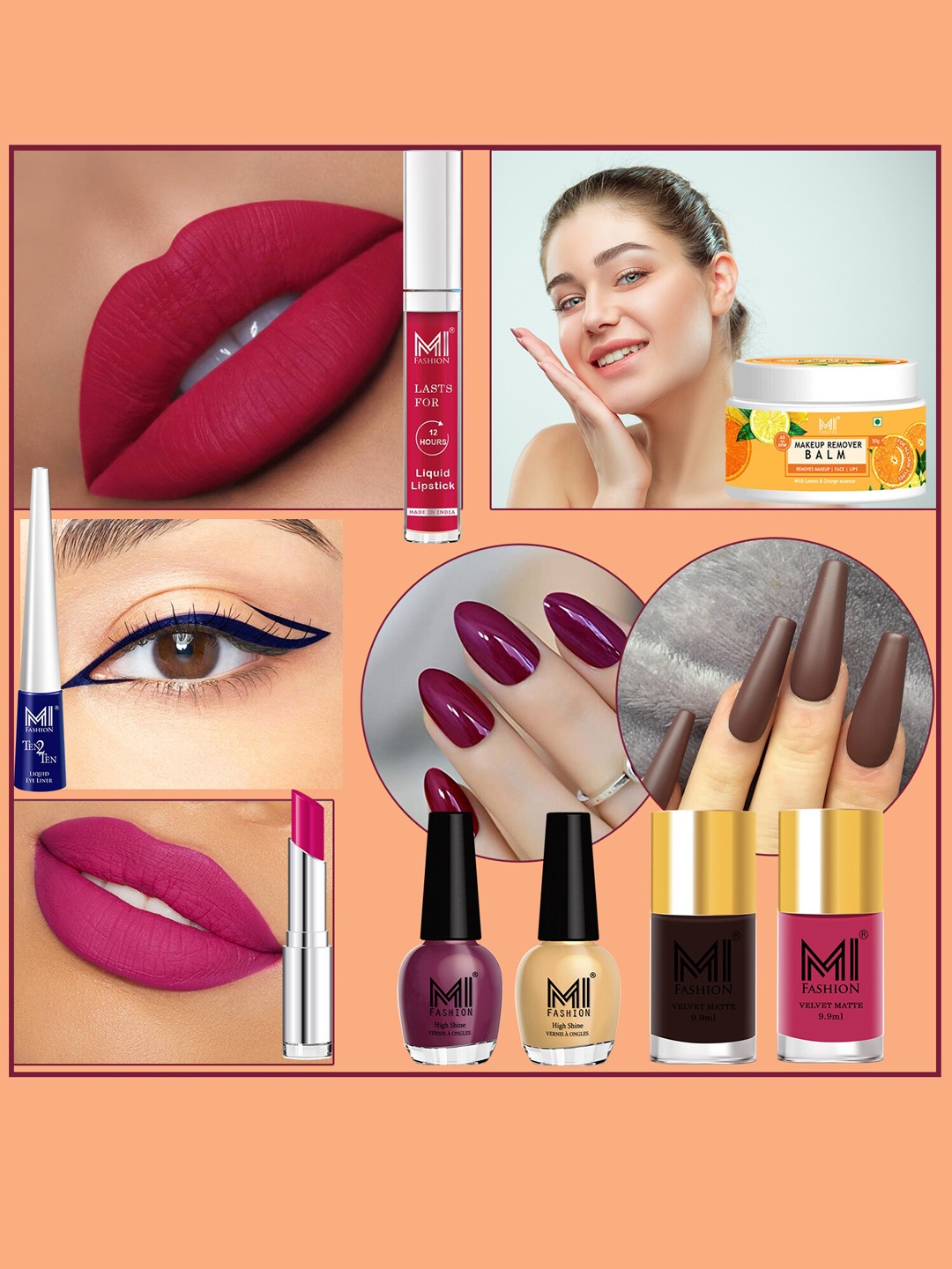 

MI FASHION Cruelty-Free Vegan Full Starter Makeup Gift Set - Shade B108, Purple