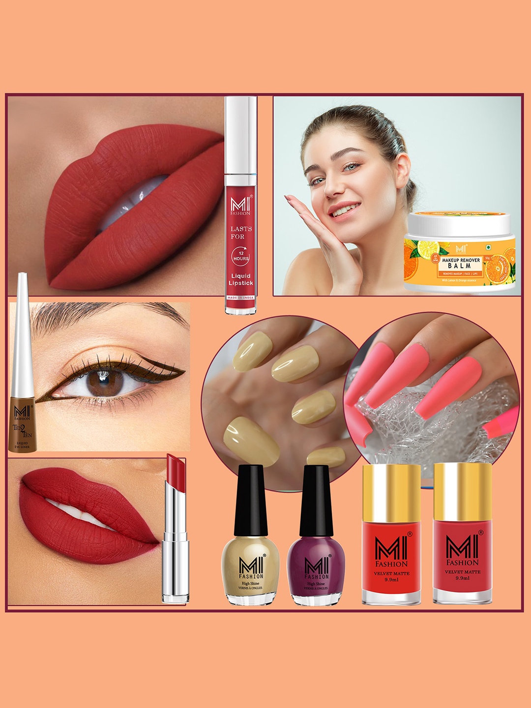 

MI FASHION Cruelty-Free Vegan Full Starter Makeup Gift Set - Shade B103, Red