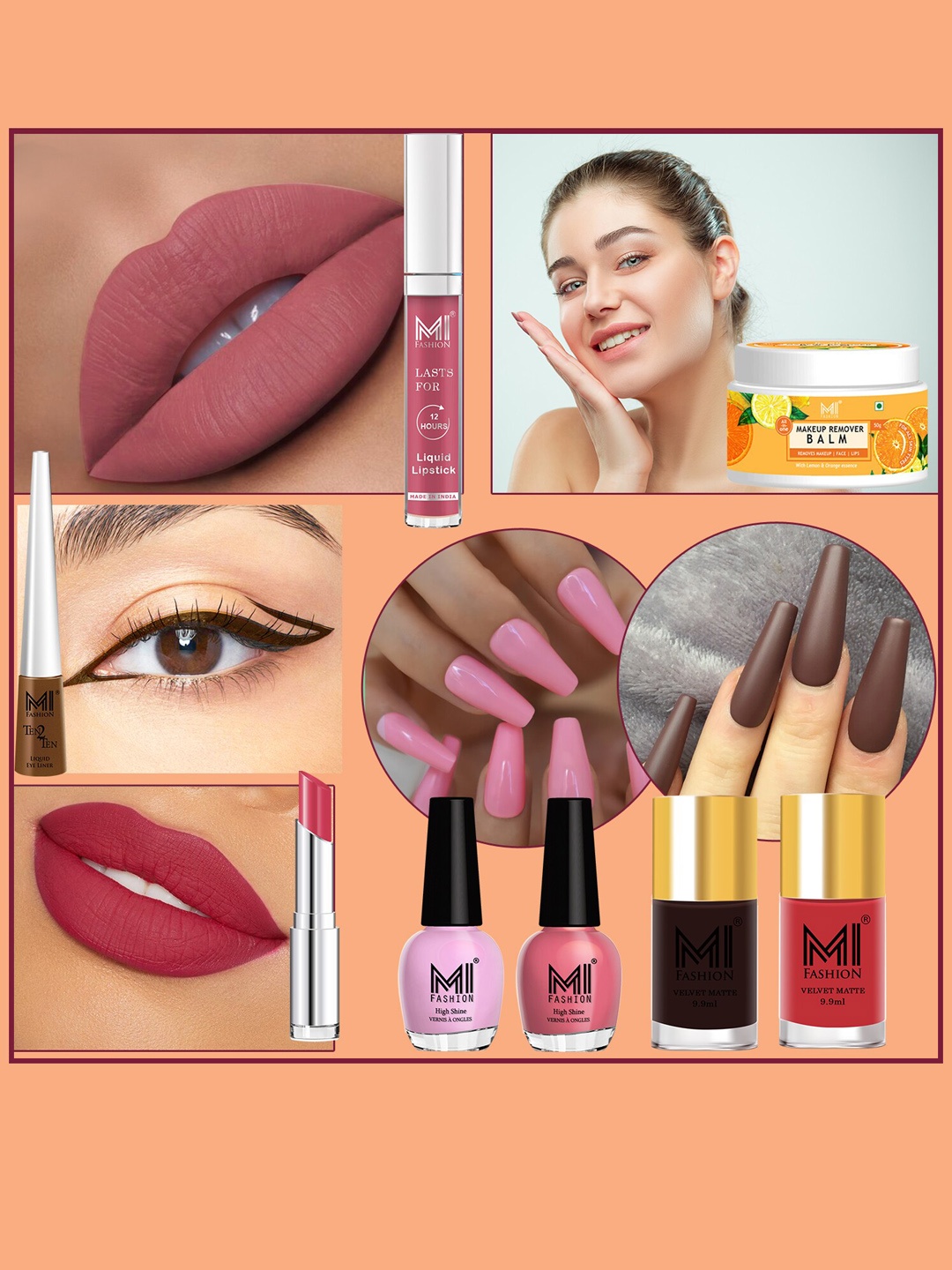 

MI FASHION Cruelty-Free Vegan Full Starter Makeup Gift Set - Shade B130, Pink