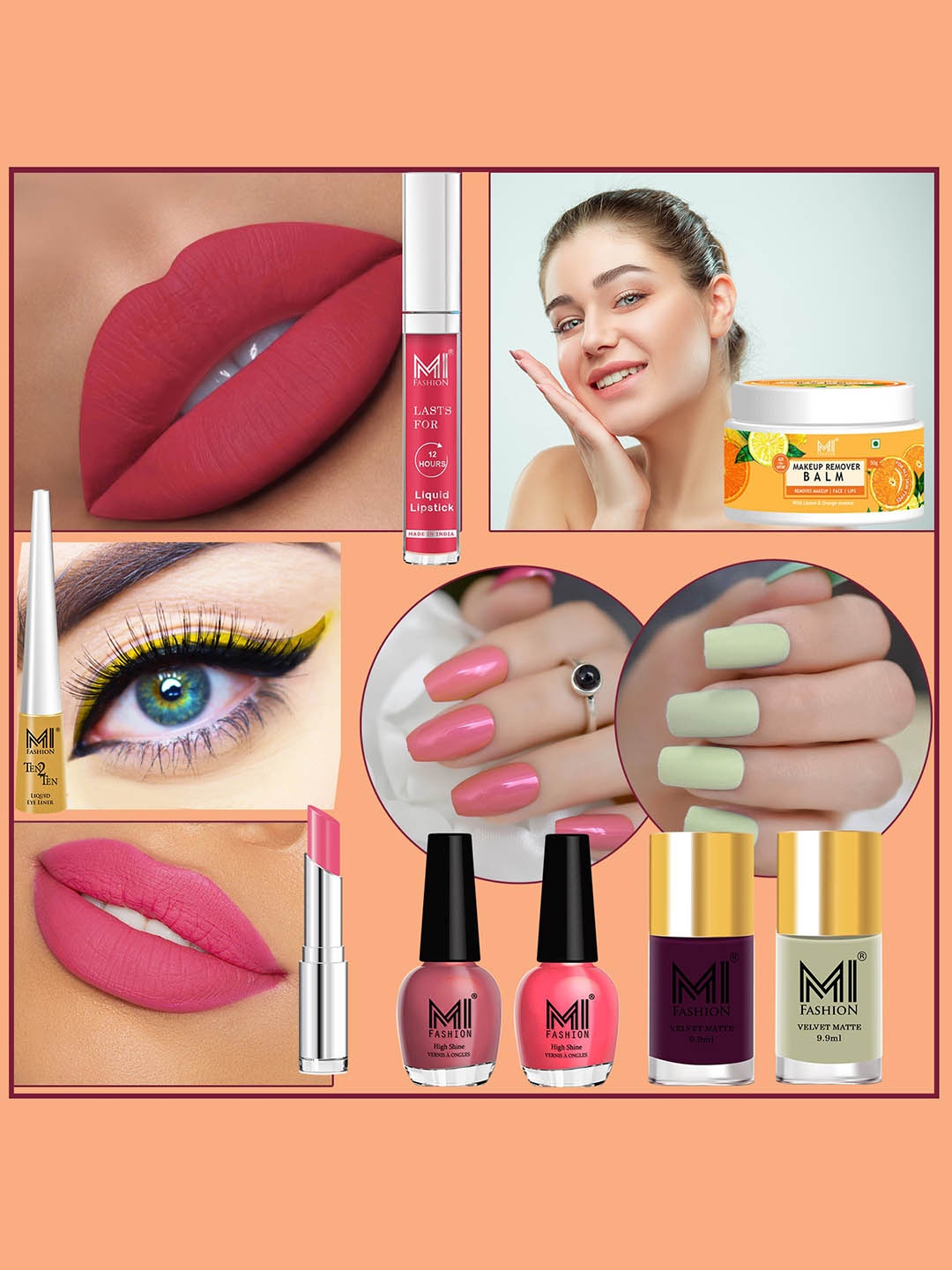 

MI FASHION Cruelty-Free Vegan Full Starter Makeup Gift Set - Shade B145, Pink