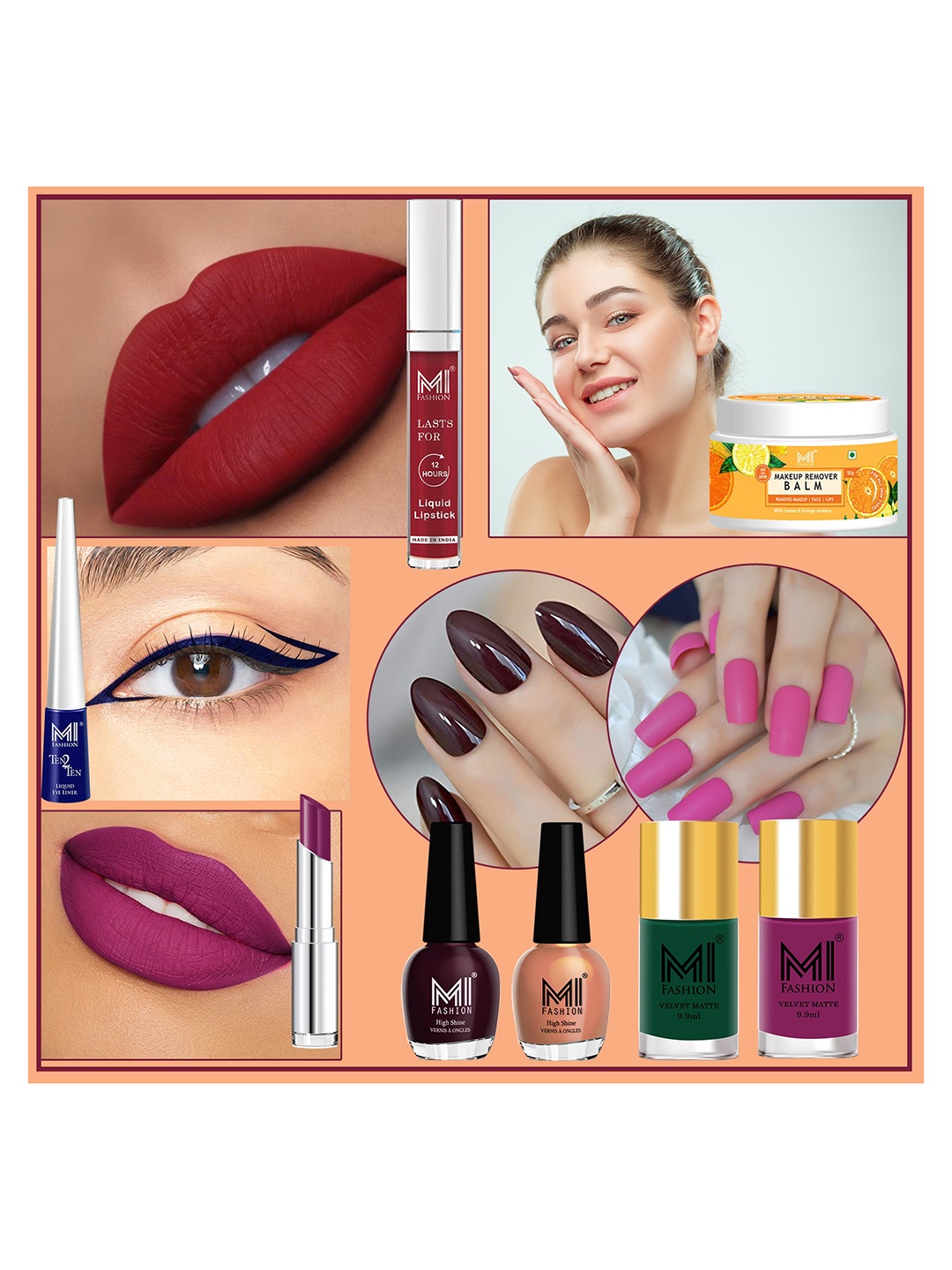

MI FASHION Cruelty-Free Vegan Full Starter Makeup Gift Set - Shade B137, Red