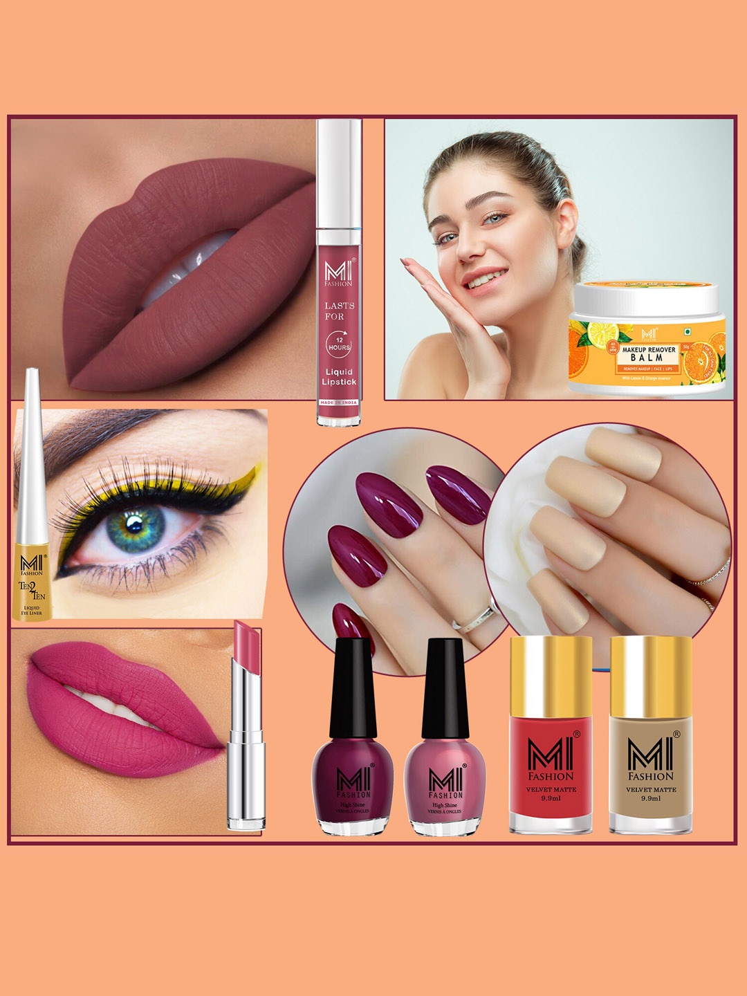 

MI FASHION Cruelty-Free Vegan Full Starter Makeup Gift Set - Shade B109, Purple