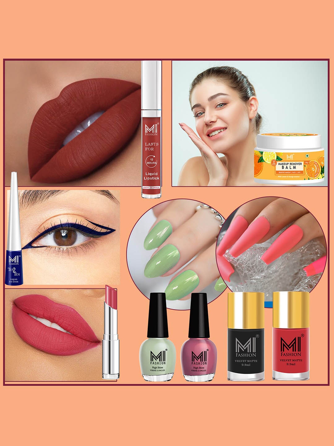 

MI FASHION Cruelty-Free Vegan Full Starter Makeup Gift Set - Shade B127, Pink