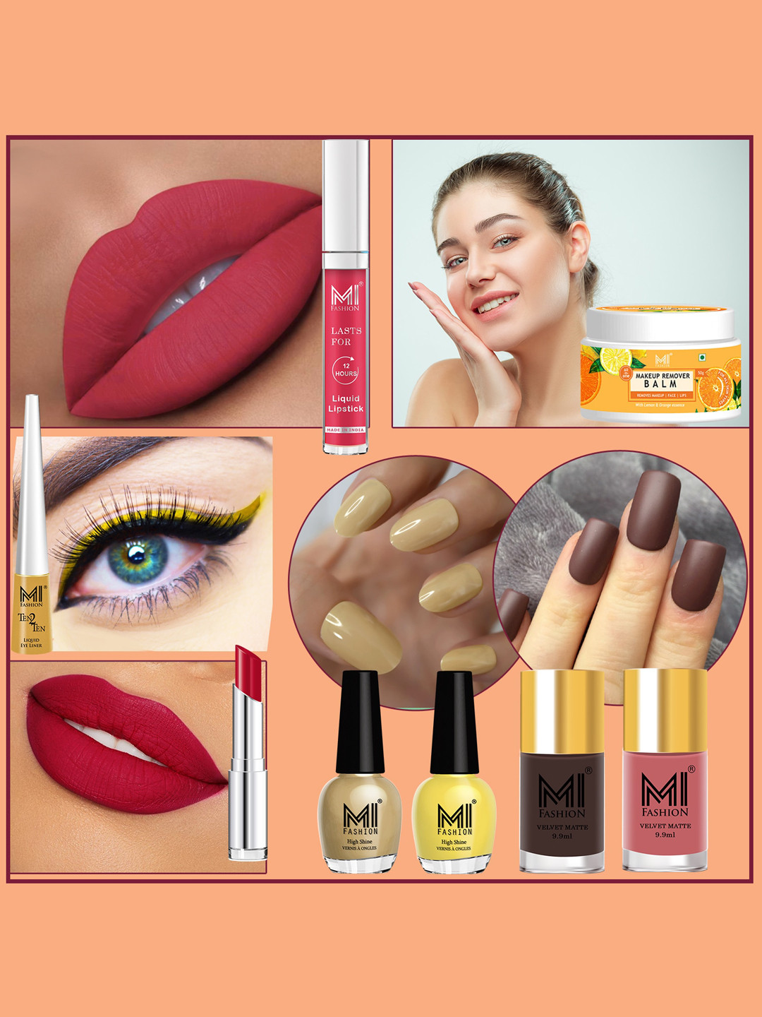 

MI FASHION Cruelty-Free Vegan Full Starter Makeup Gift Set - Shade B102, Pink