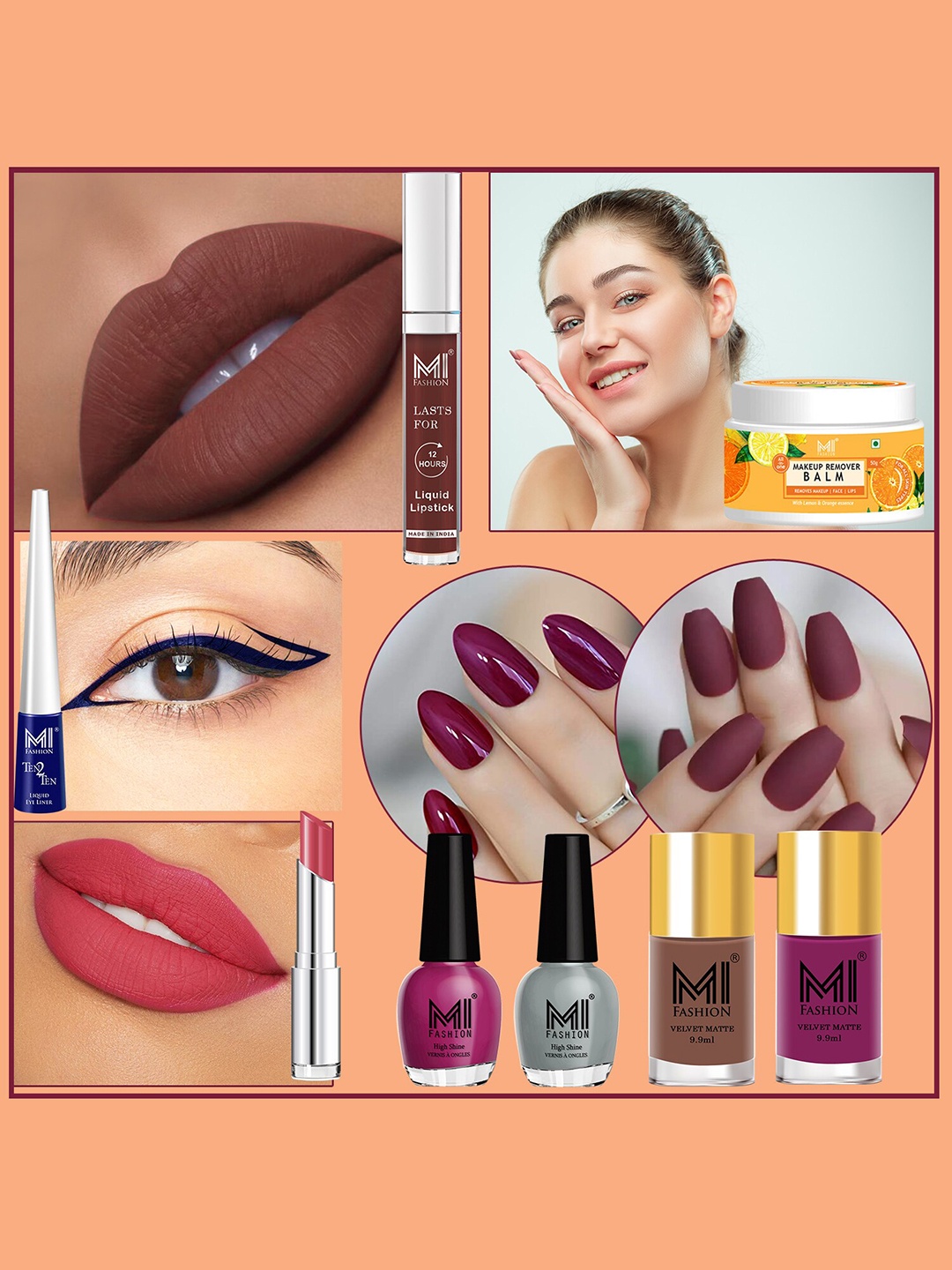 

MI FASHION Cruelty-Free Vegan Full Starter Makeup Gift Set - Shade B119, Pink