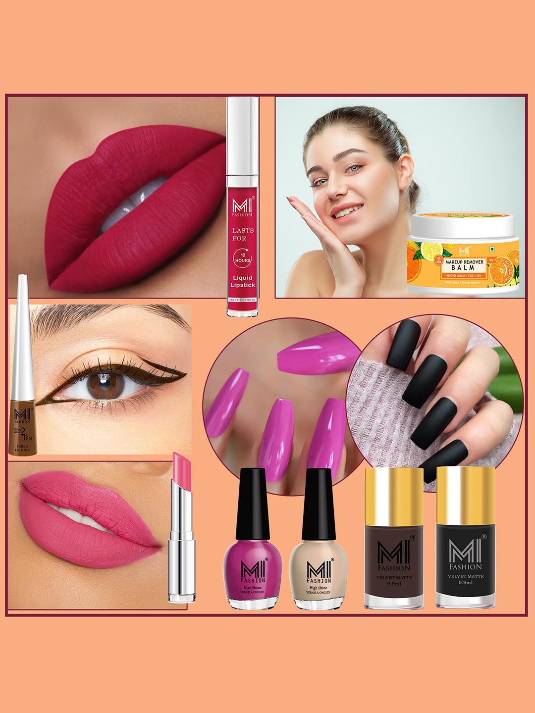 

MI FASHION Cruelty-Free Vegan Full Starter Makeup Gift Set - Shade B123, Pink