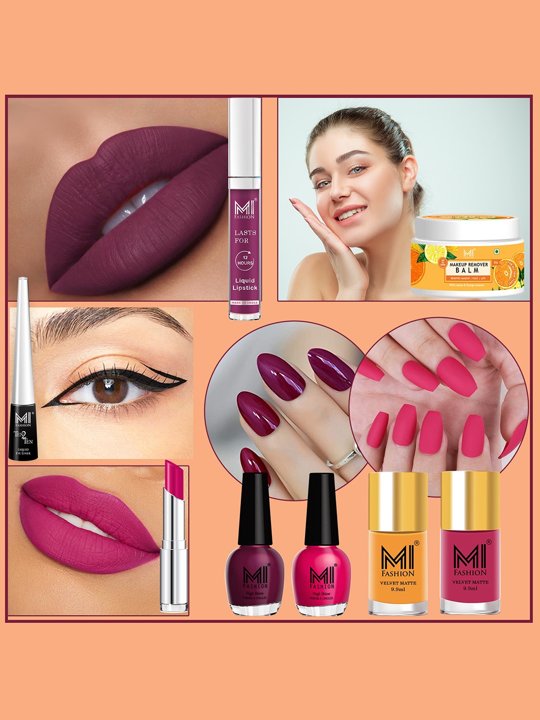 

MI FASHION Cruelty-Free Vegan Full Starter Makeup Gift Set - Shade B122, Purple