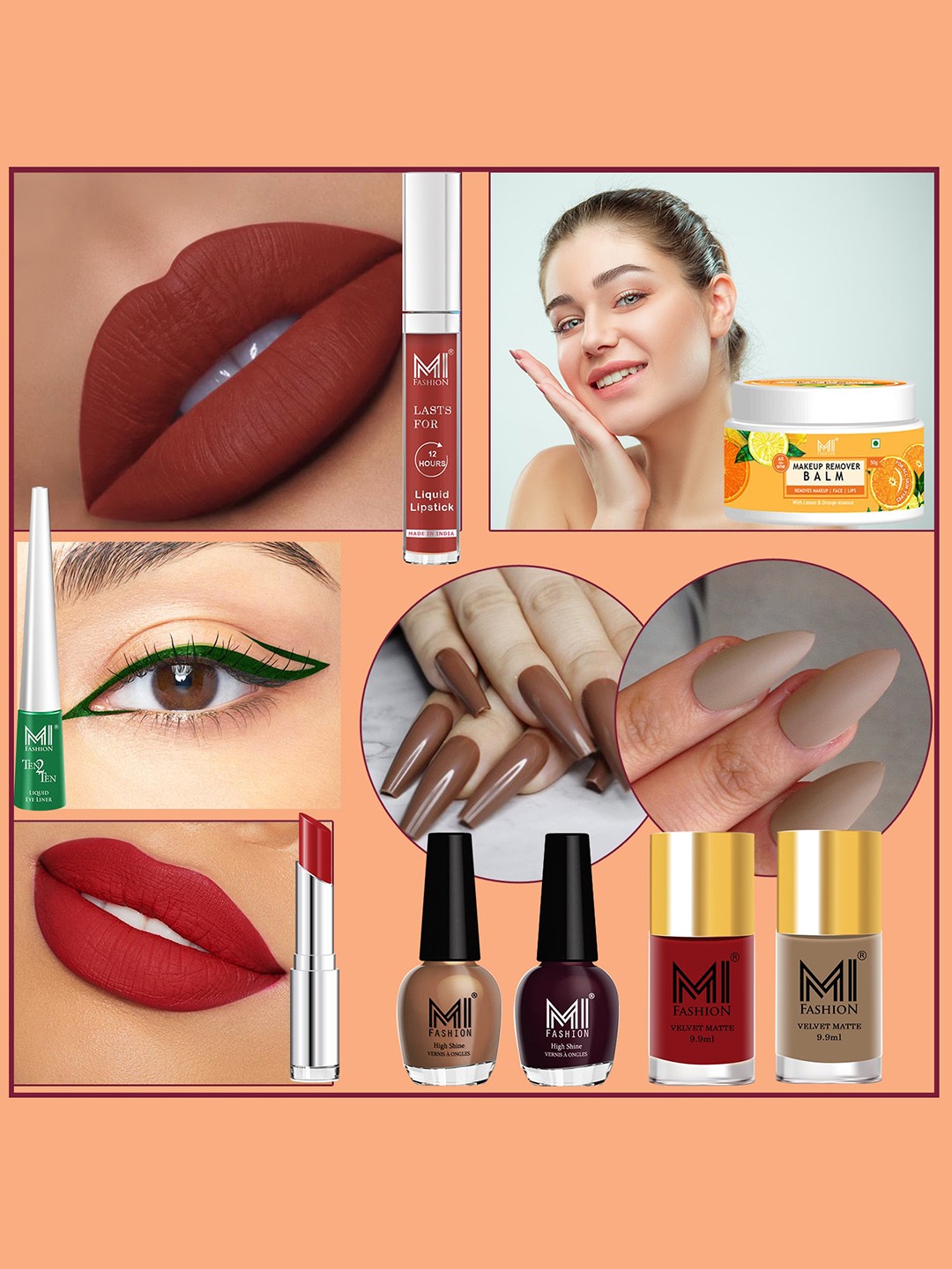 

MI FASHION Cruelty-Free Vegan Full Starter Makeup Gift Set - Shade B140, Red