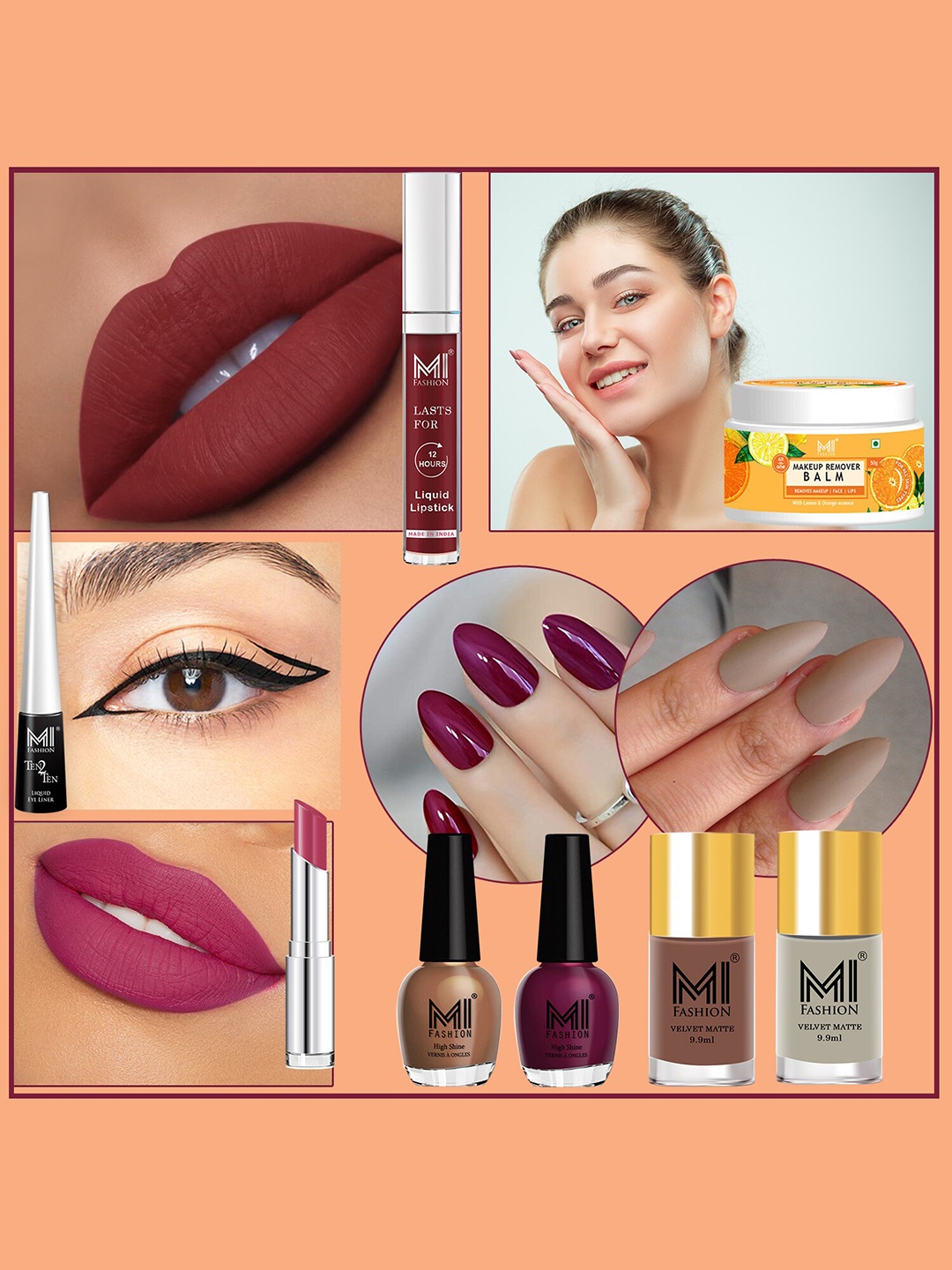 

MI FASHION Cruelty-Free Vegan Full Starter Makeup Gift Set - Shade B147, Pink