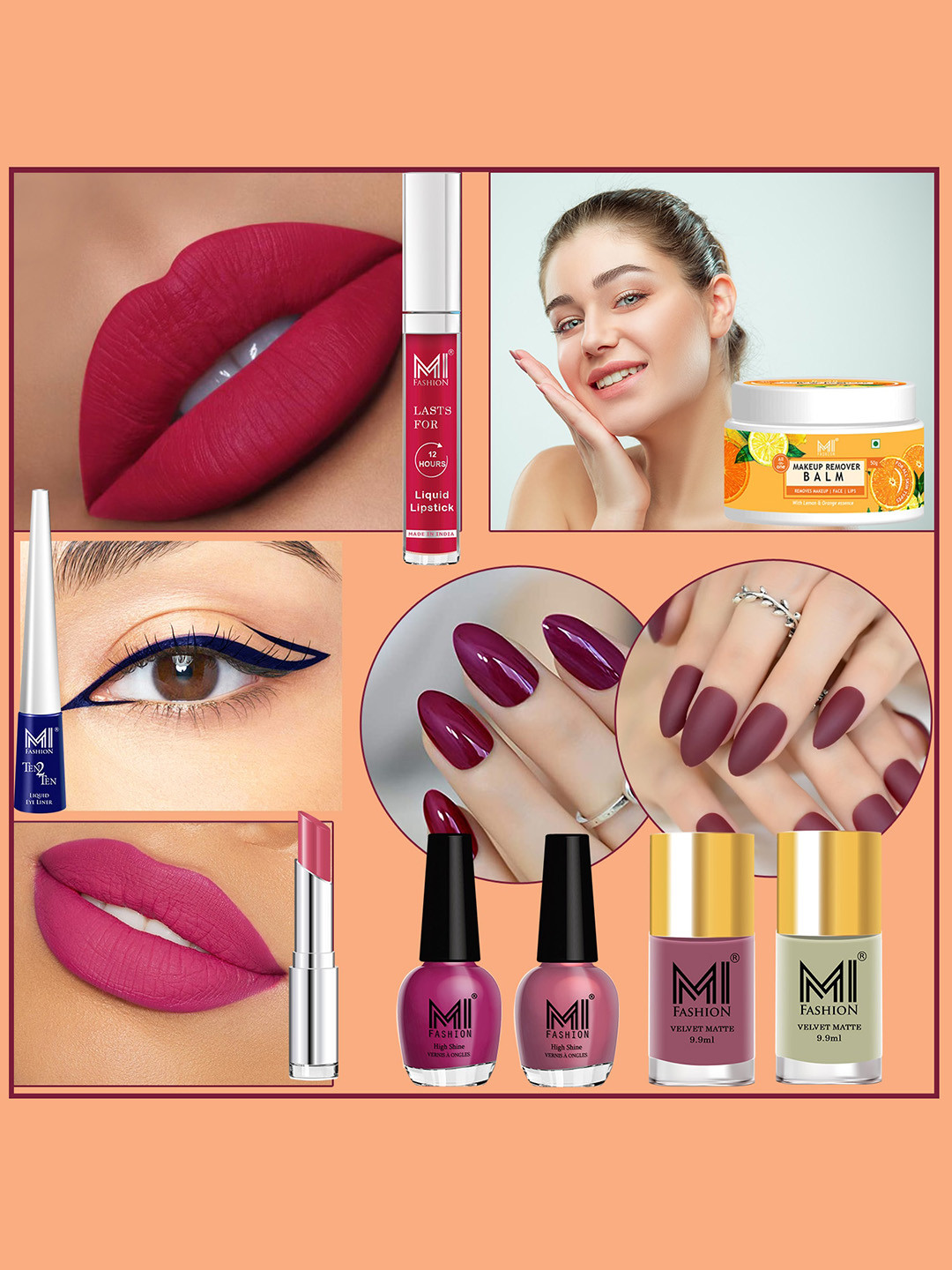 

MI FASHION Cruelty-Free Vegan Full Starter Makeup Gift Set - Shade B120, Pink