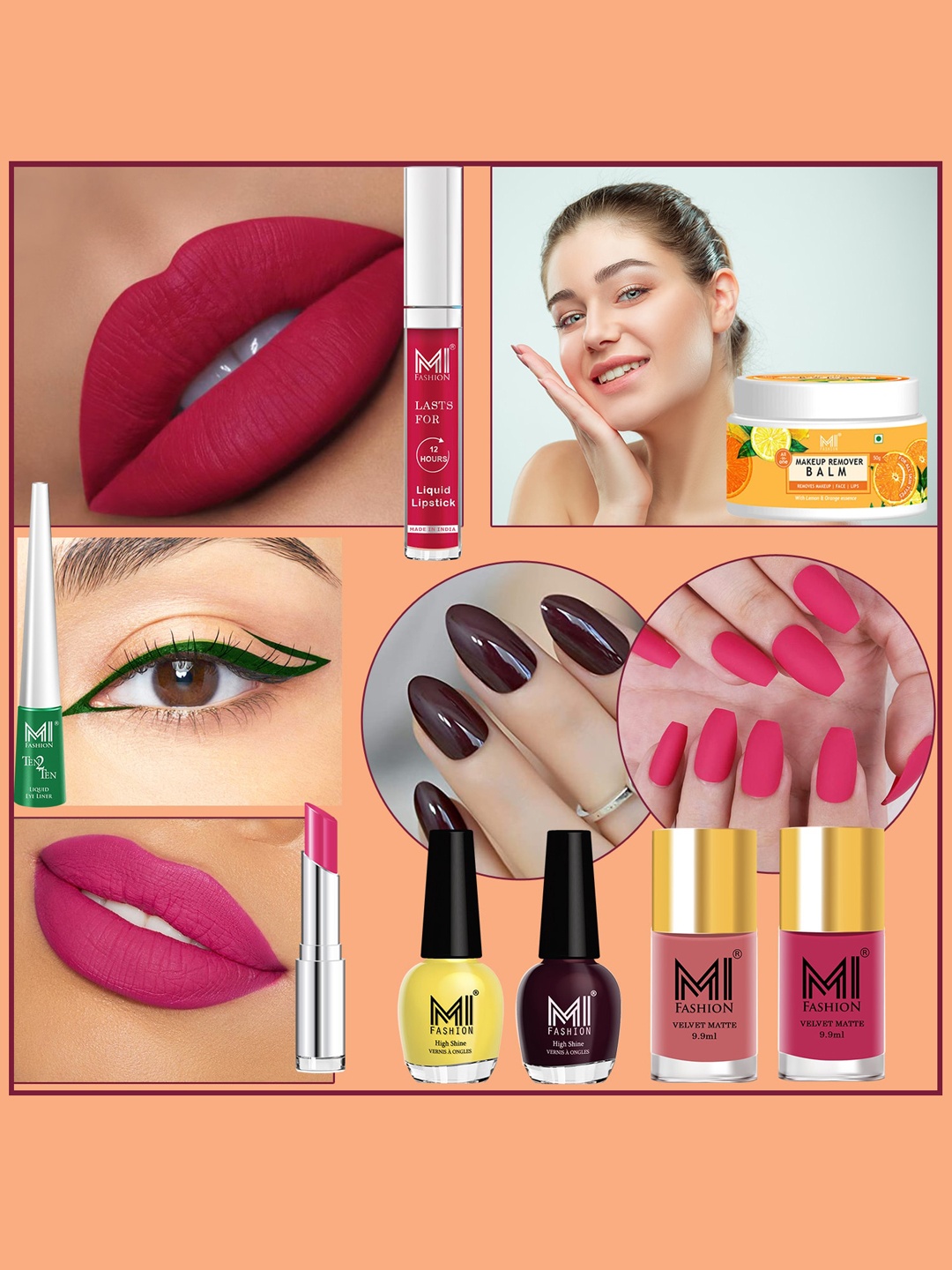 

MI FASHION Cruelty-Free Vegan Full Starter Makeup Gift Set - Shade B118, Pink