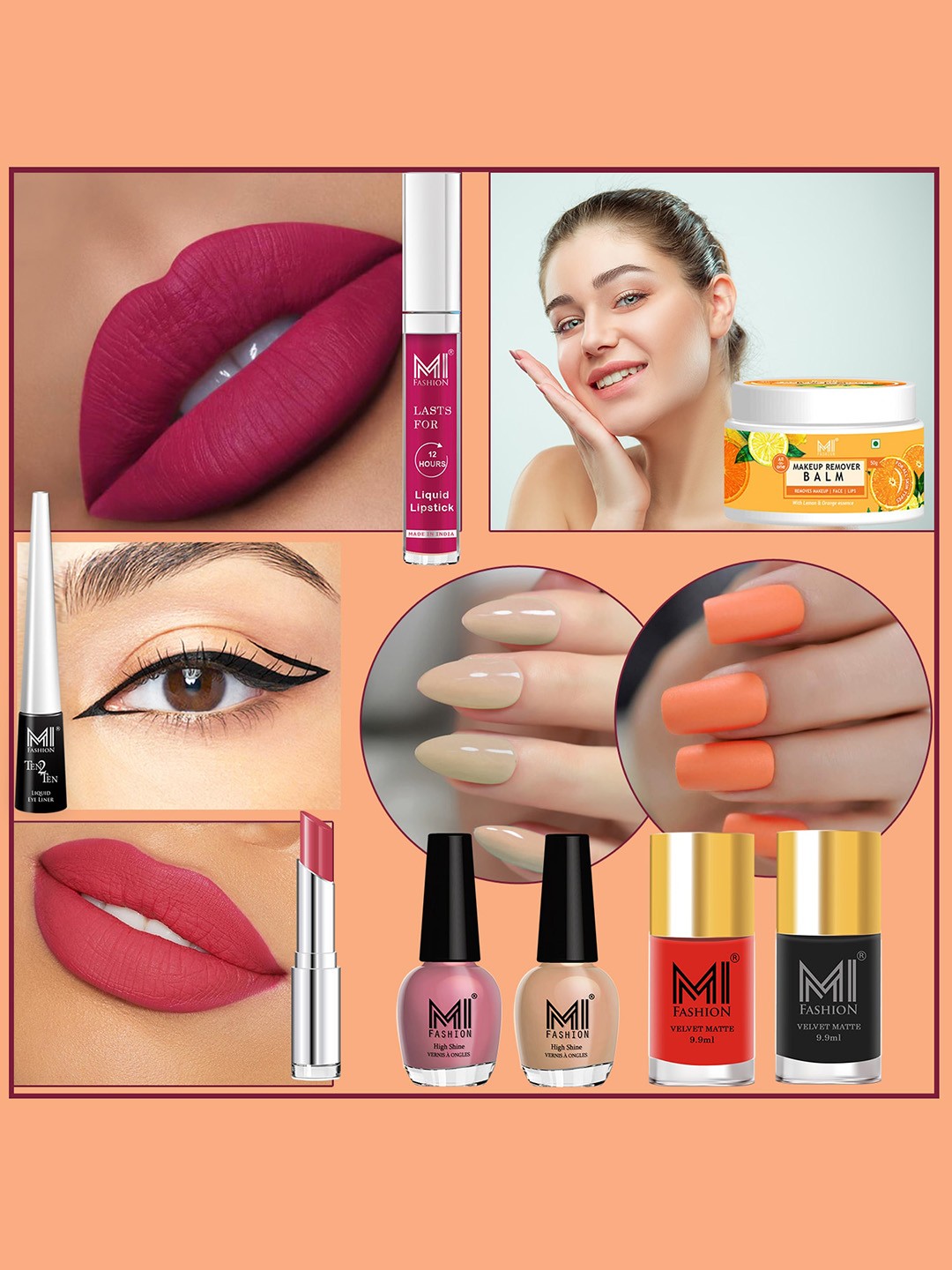 

MI FASHION Cruelty-Free Vegan Full Starter Makeup Gift Set - Shade B126, Pink