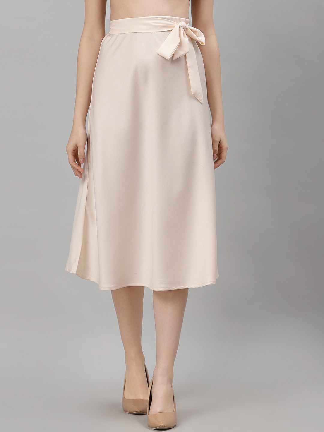 

NEUDIS Tie-Up Detail A-Line Midi Skirt, Off white
